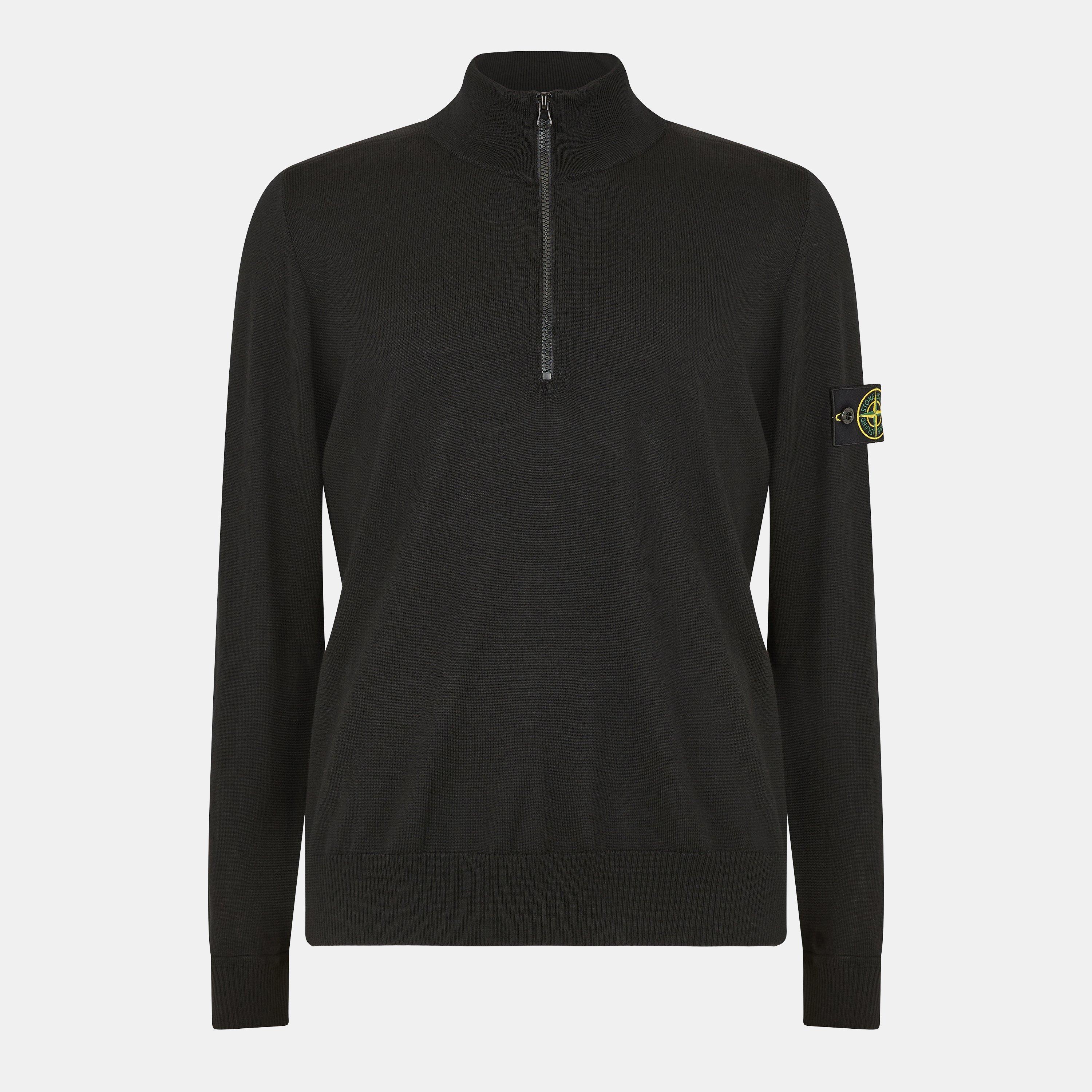 Nero V0029 - Stone Island - Quarter-Zip Knit Top - 1