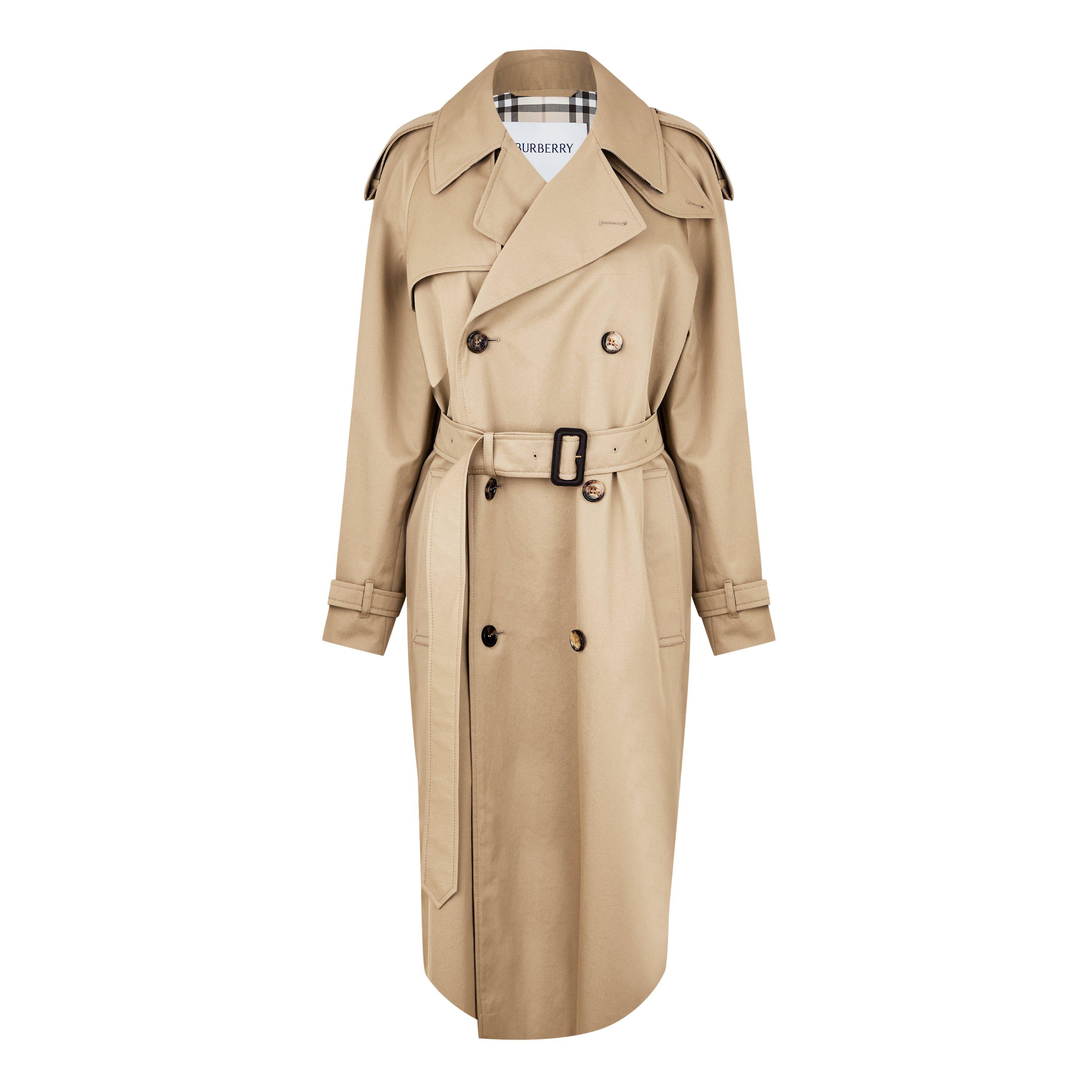 Beige - Burberry - Women's Castleford Water Resistant Cotton Mid-Length Trench Coat - 5