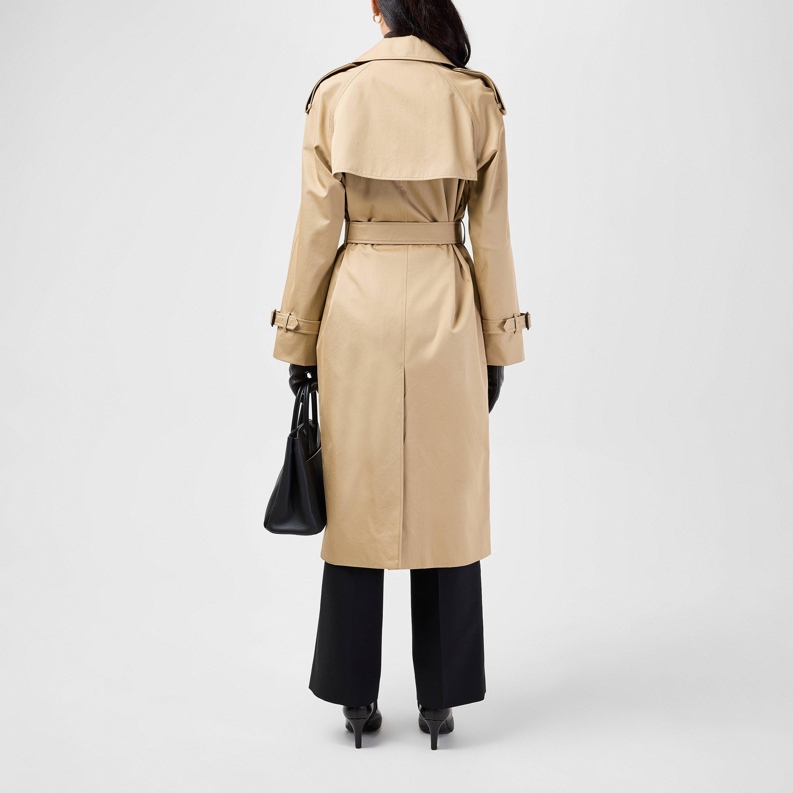 Beige - Burberry - Women's Castleford Water Resistant Cotton Mid-Length Trench Coat - 3