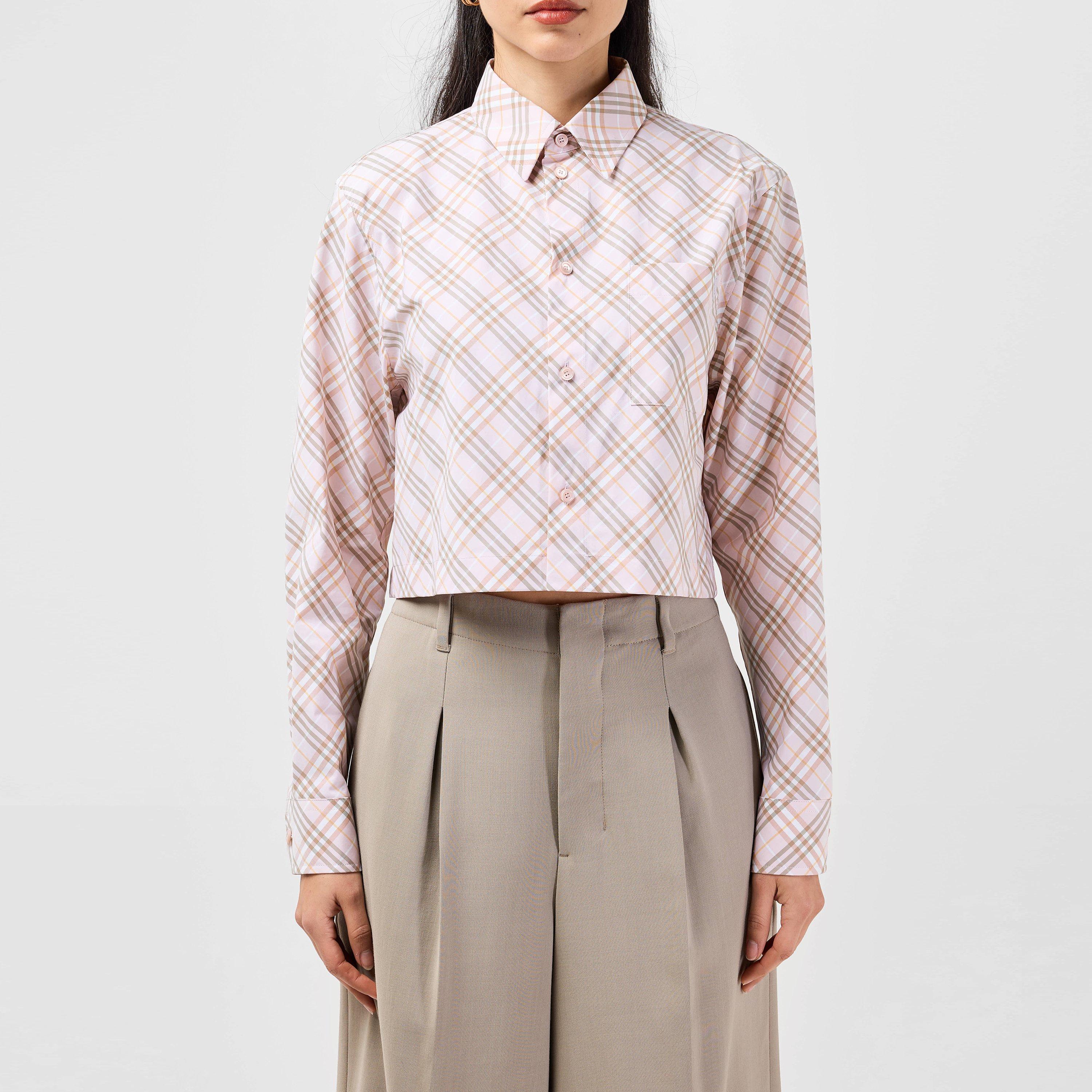 Burberry Cropped Check Cotton Shirt - Floss - Size 10 (S)
