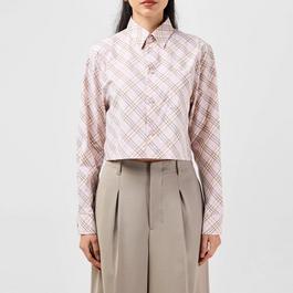 Burberry Cropped Check Cotton Shirt