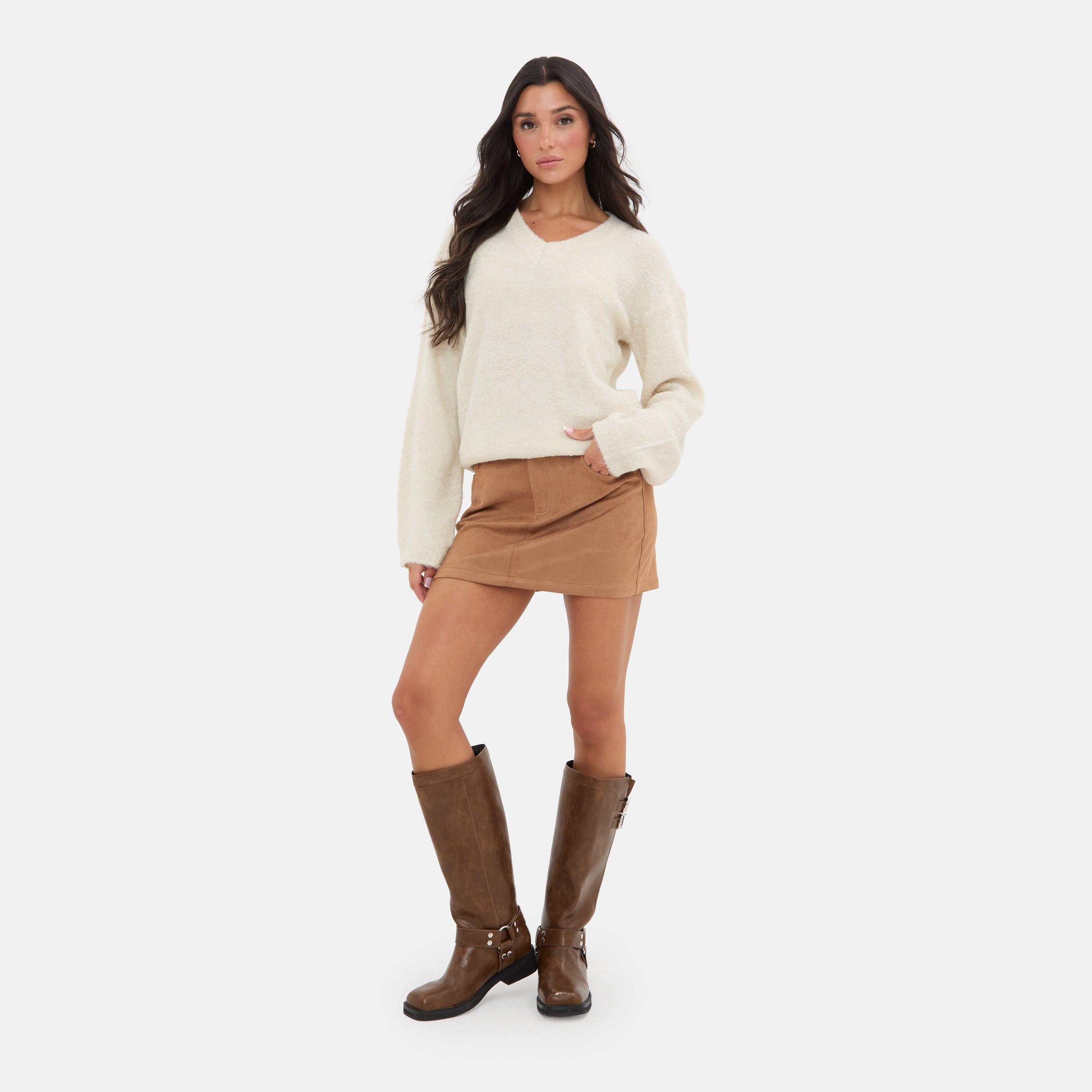 Cream - I Saw It First - Boucle V Neck Jumper - 1