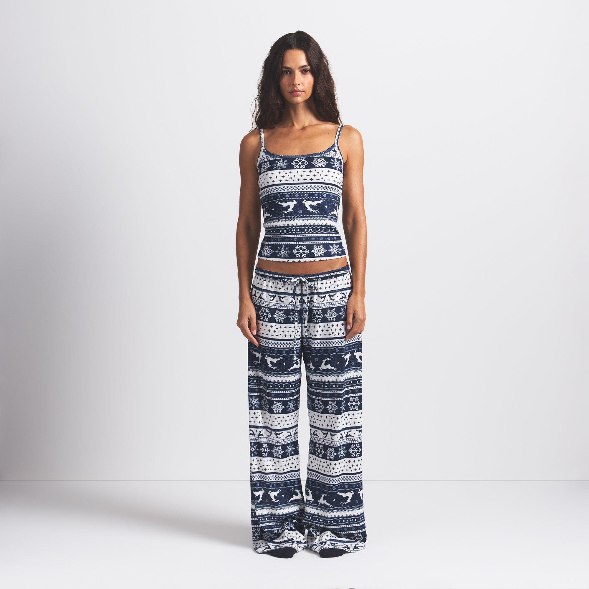 Navy Deer Print - SKIMS - Womens Logo Plush Pointelle Pant - 3