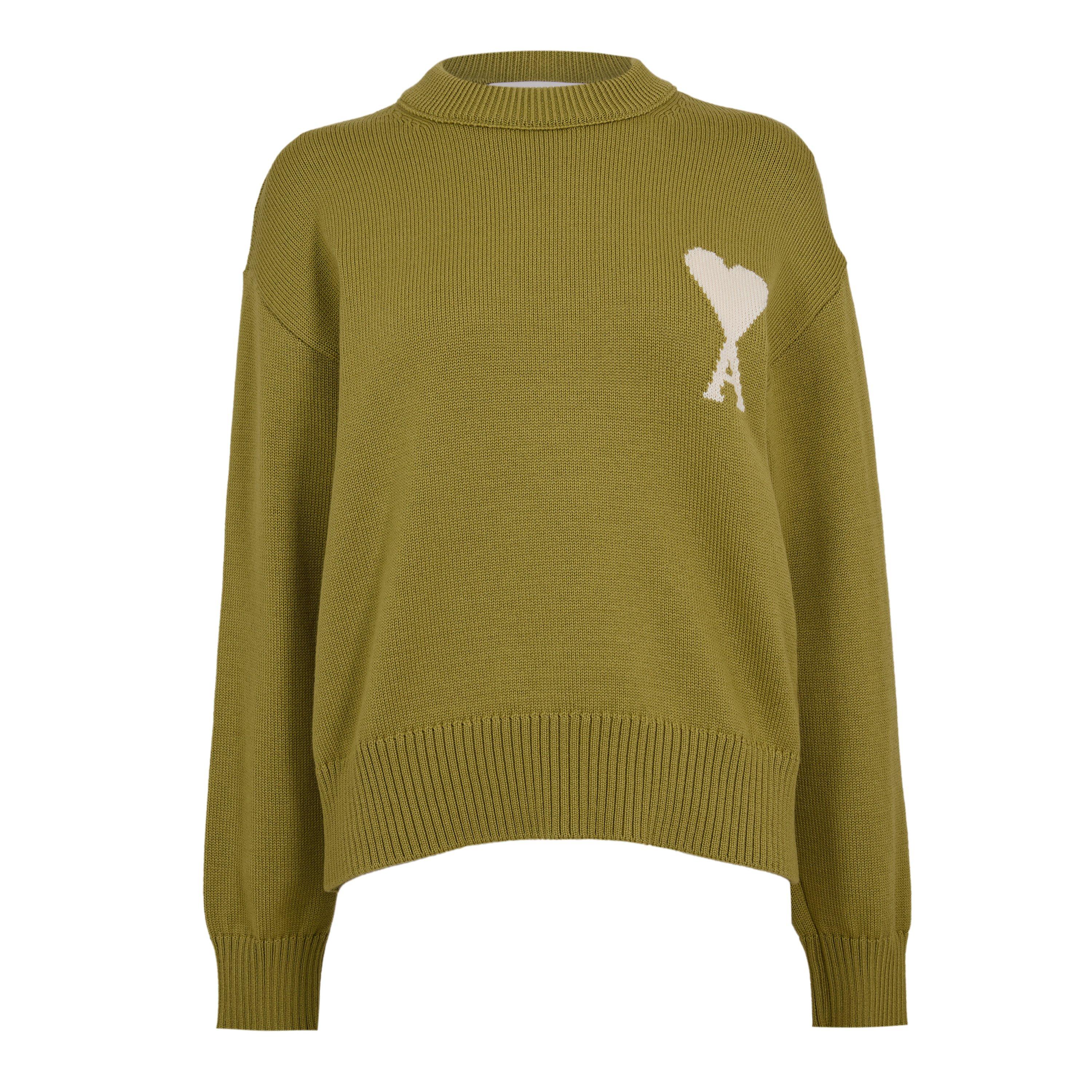 Ami Paris Women's ADC Crew Neck Jumper - MATCHA/ECRU - Size 10 (S)