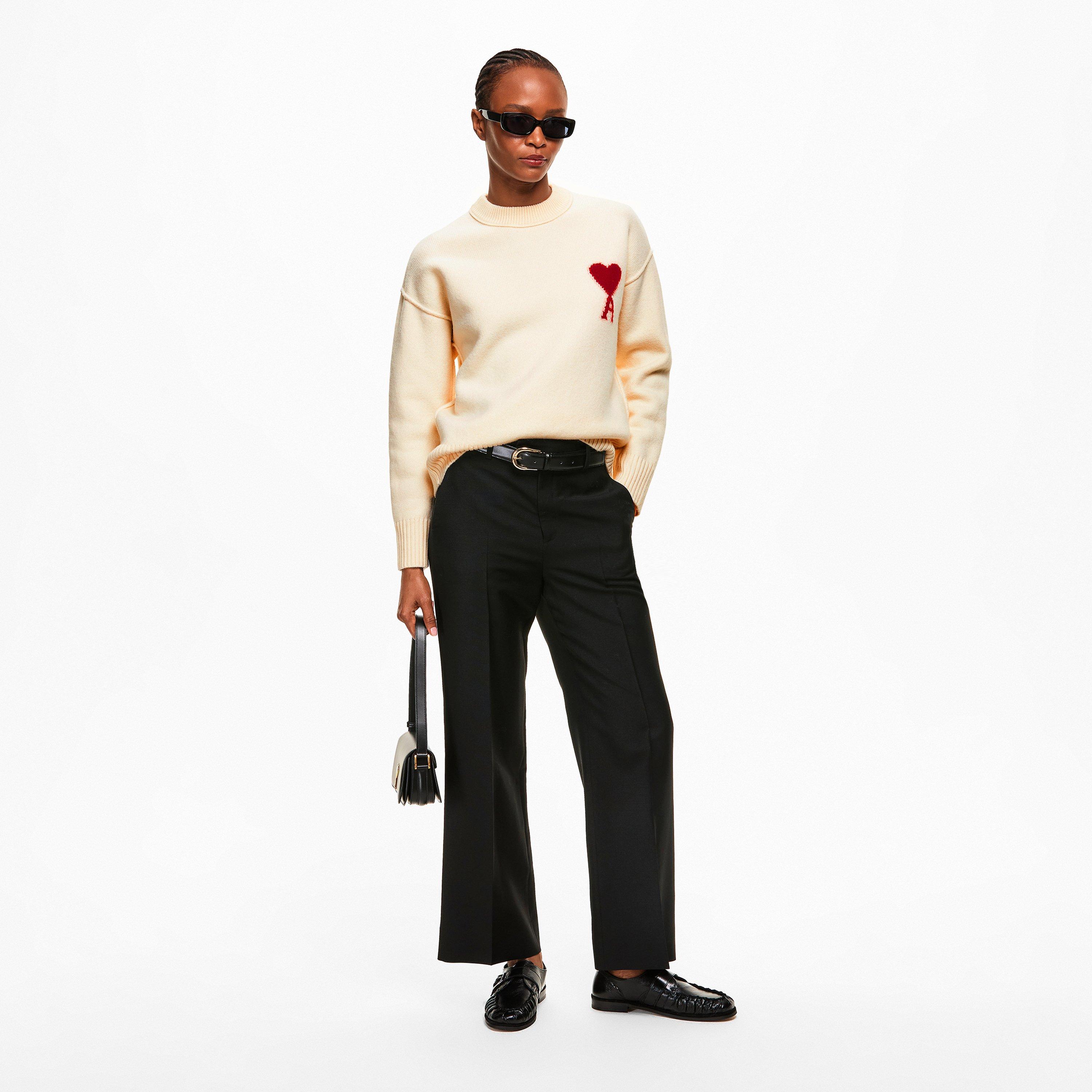 Ecru/Rouge - Ami Paris - Women's ADC Crew Neck Jumper - 6