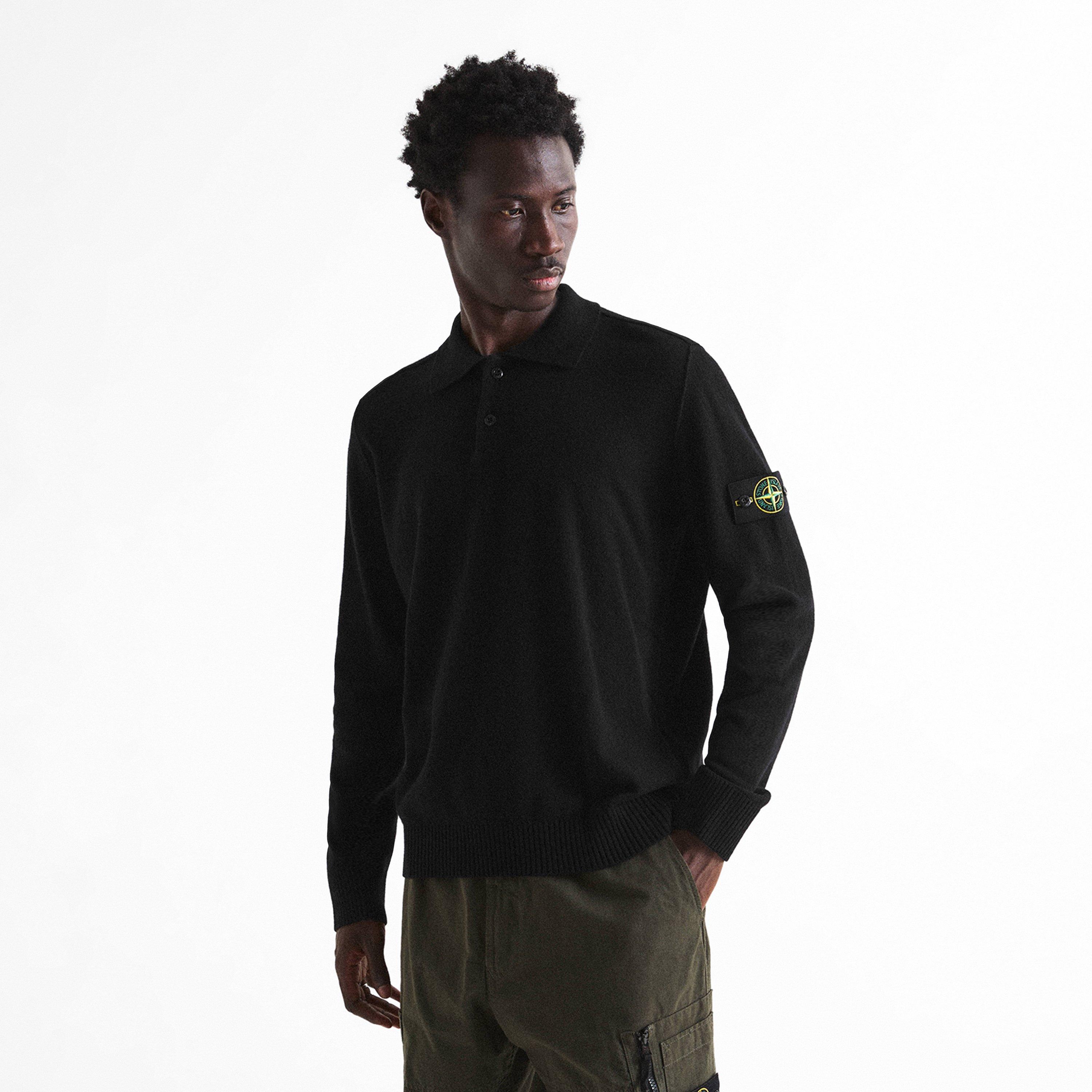 Black V0029 - Stone Island - Stone Knt LS Polo Sn64 - 3