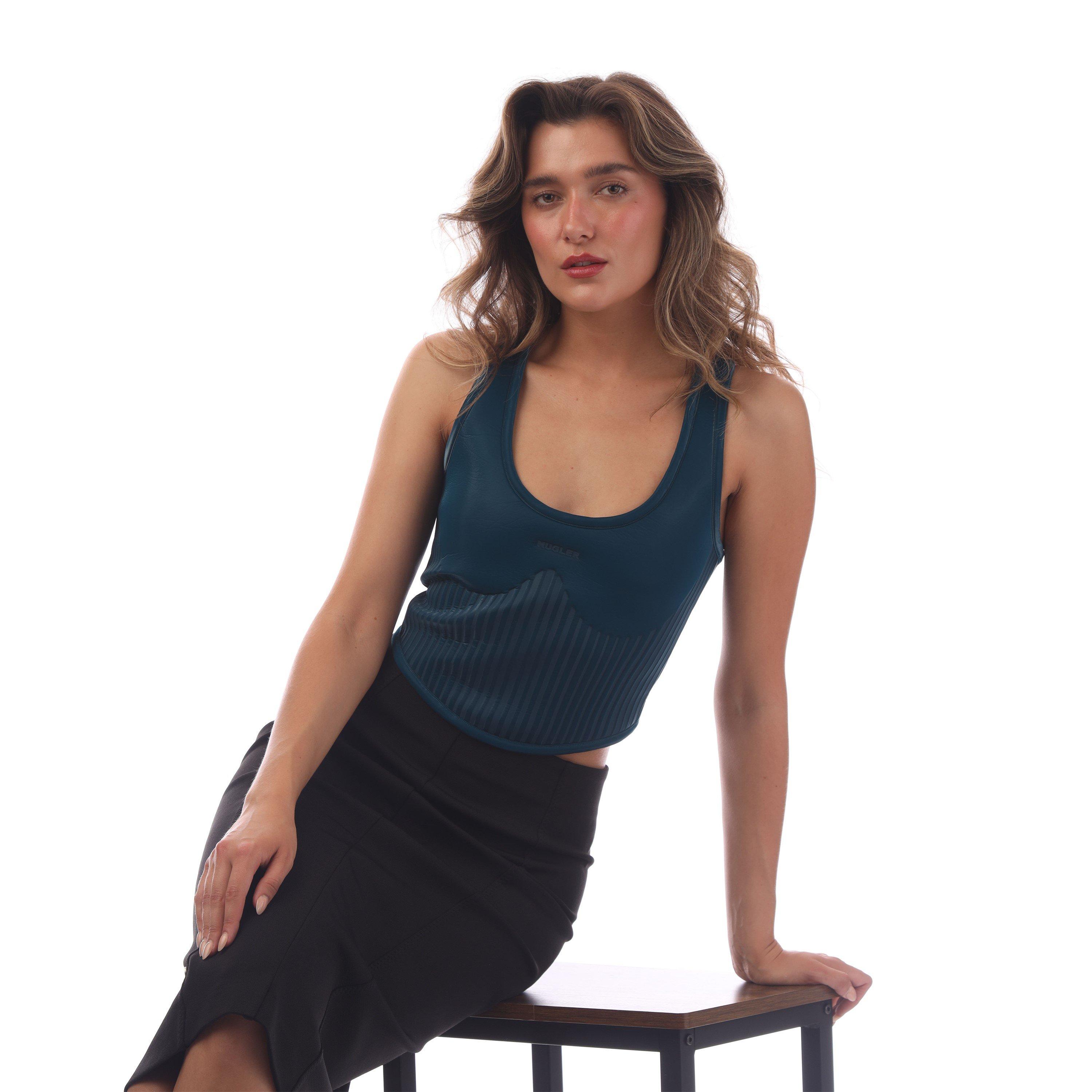 Blue - Mugler - Women's Cropped Crop Top - 3