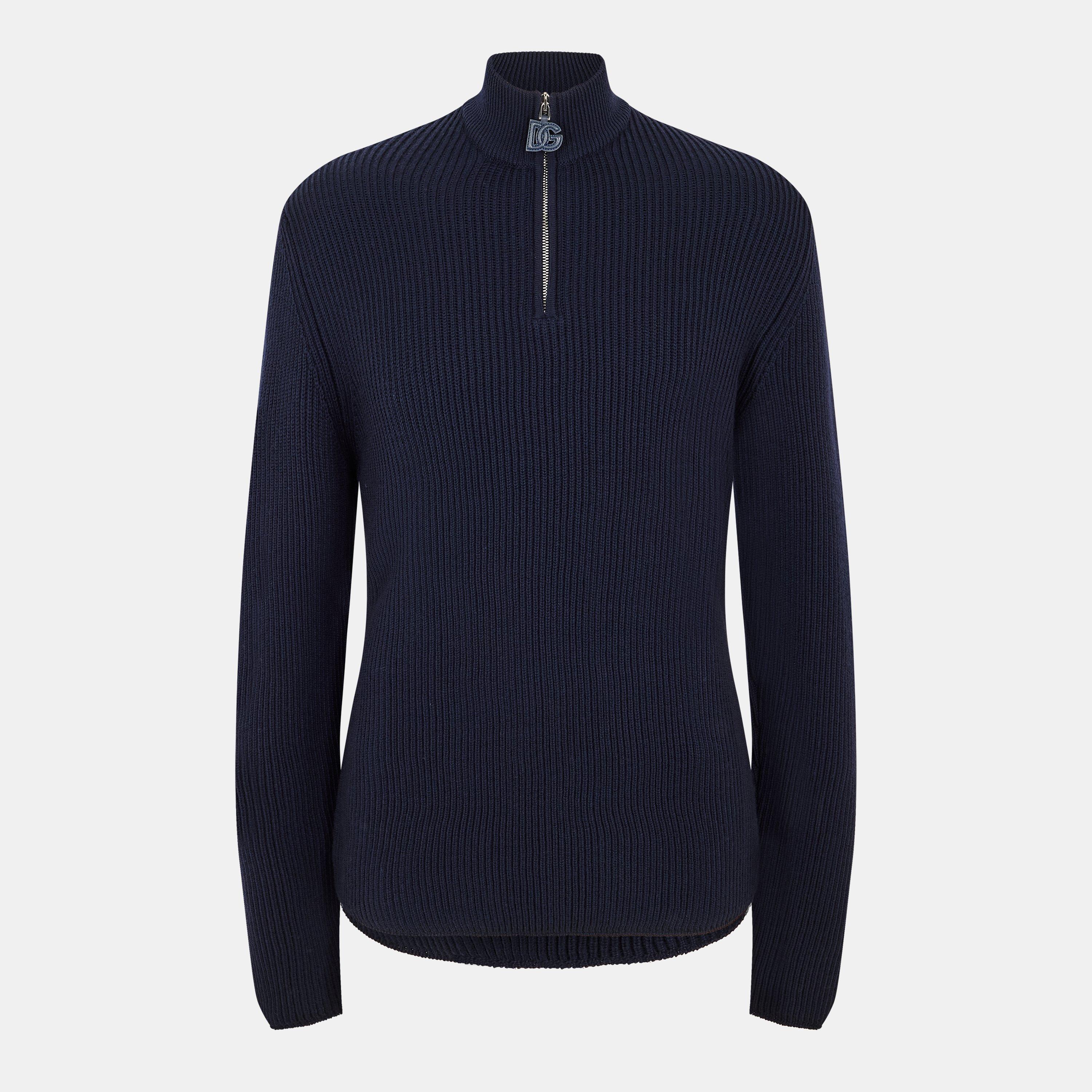 B6712 Blue - Dolce and Gabbana - Men's Zip Knitted Top - 1