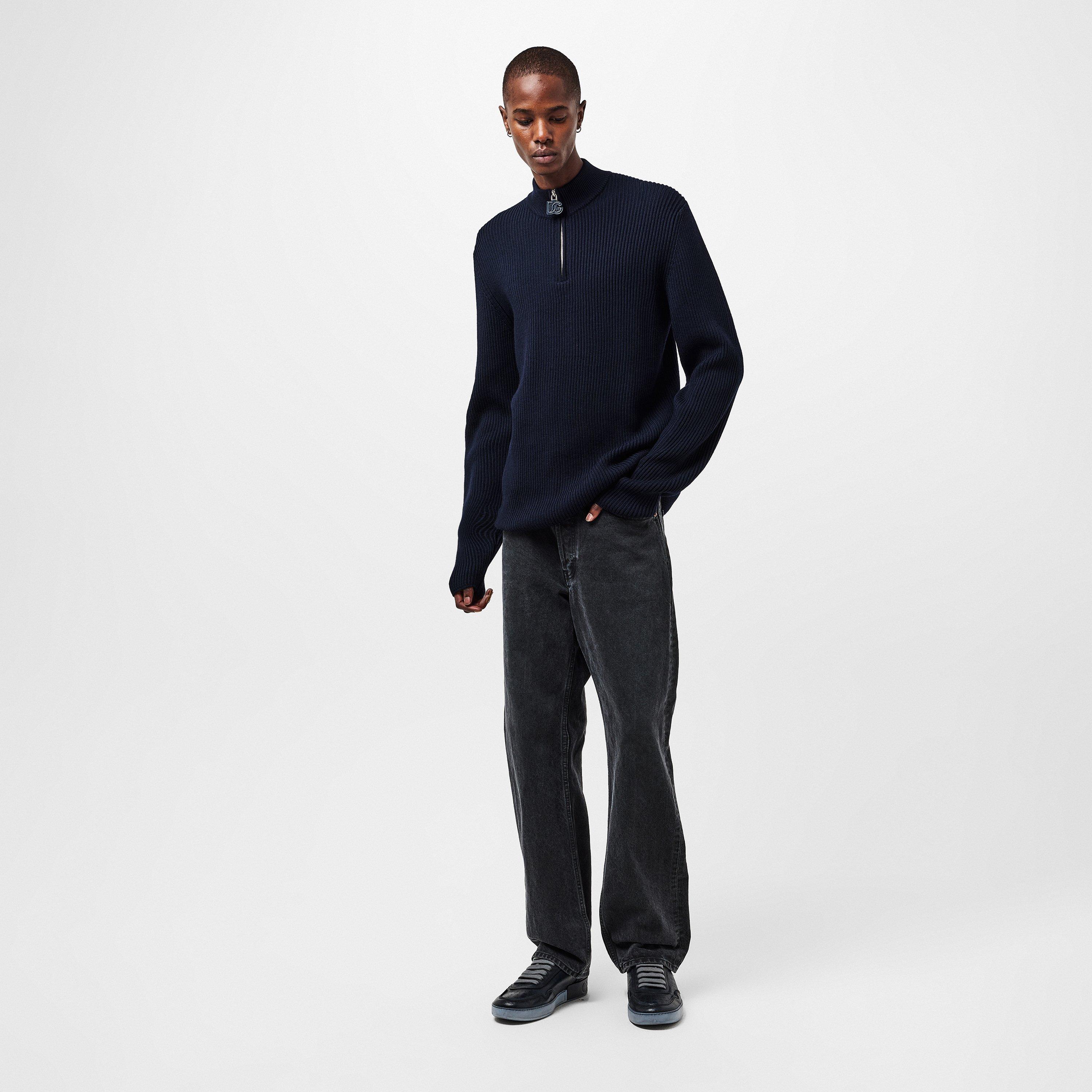 B6712 Blue - Dolce and Gabbana - Men's Zip Knitted Top - 6