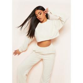 Missy Empire Cropped Velour Sweater
