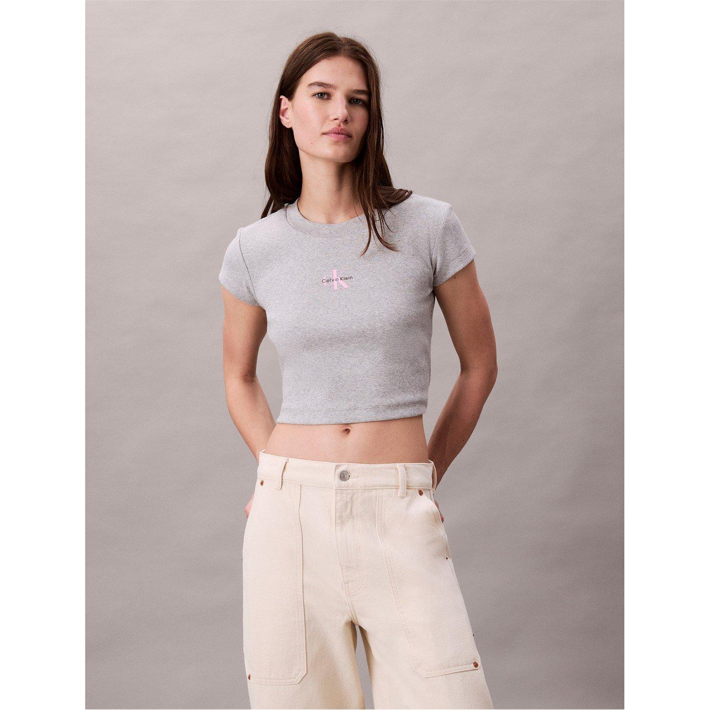 Calvin Klein Jeans Women's Baby Tee - Grey Heather - 16 (XL)