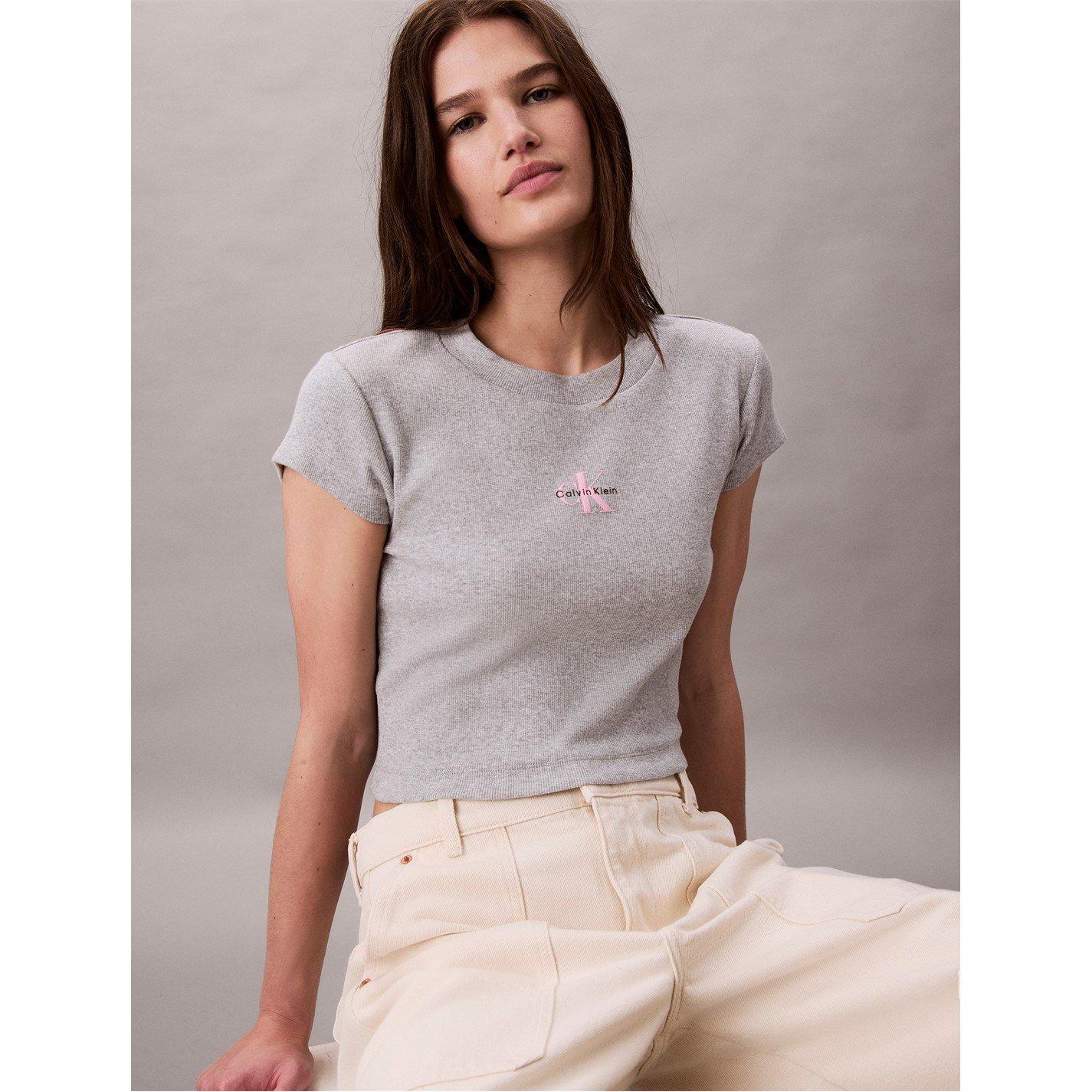 Grey Heather - Calvin Klein Jeans - Women's Baby Tee - 3