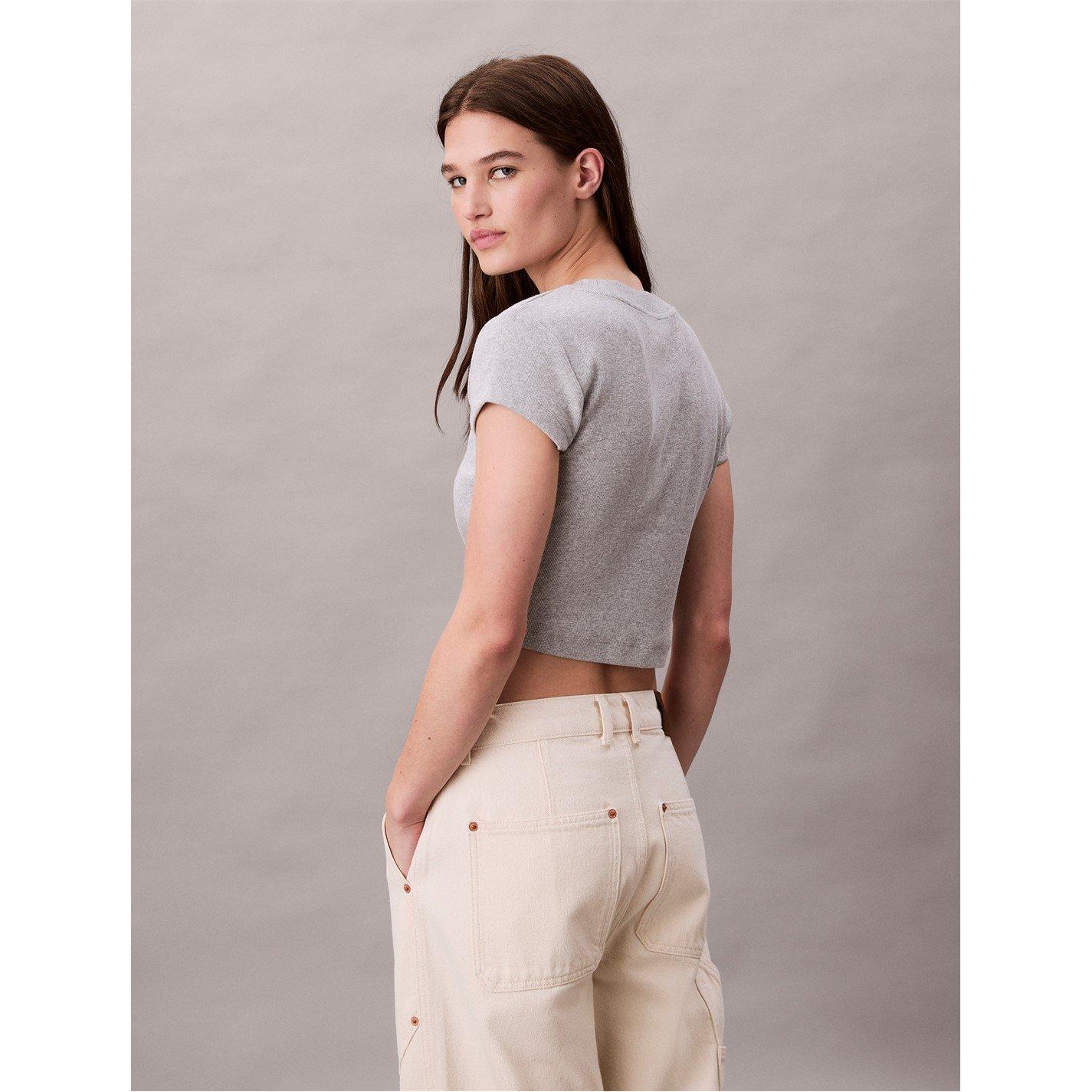 Grey Heather - Calvin Klein Jeans - Women's Baby Tee - 4