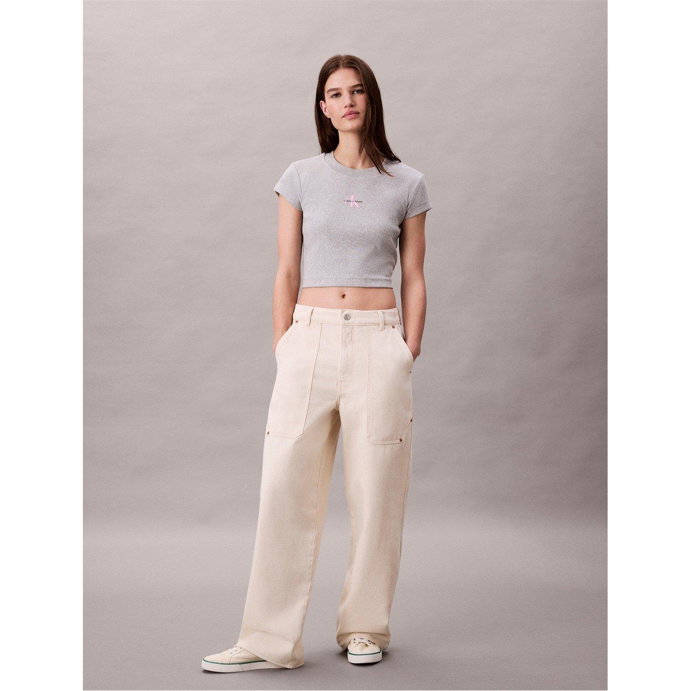 Grey Heather - Calvin Klein Jeans - Women's Baby Tee - 5