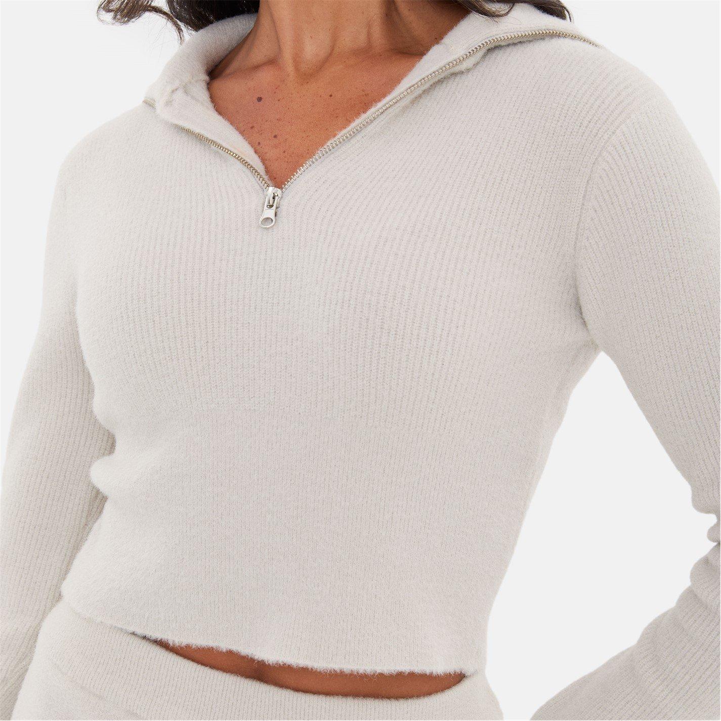 Sivo - I Saw It First - Knitted Zip Neck Cropped Jumper - 4