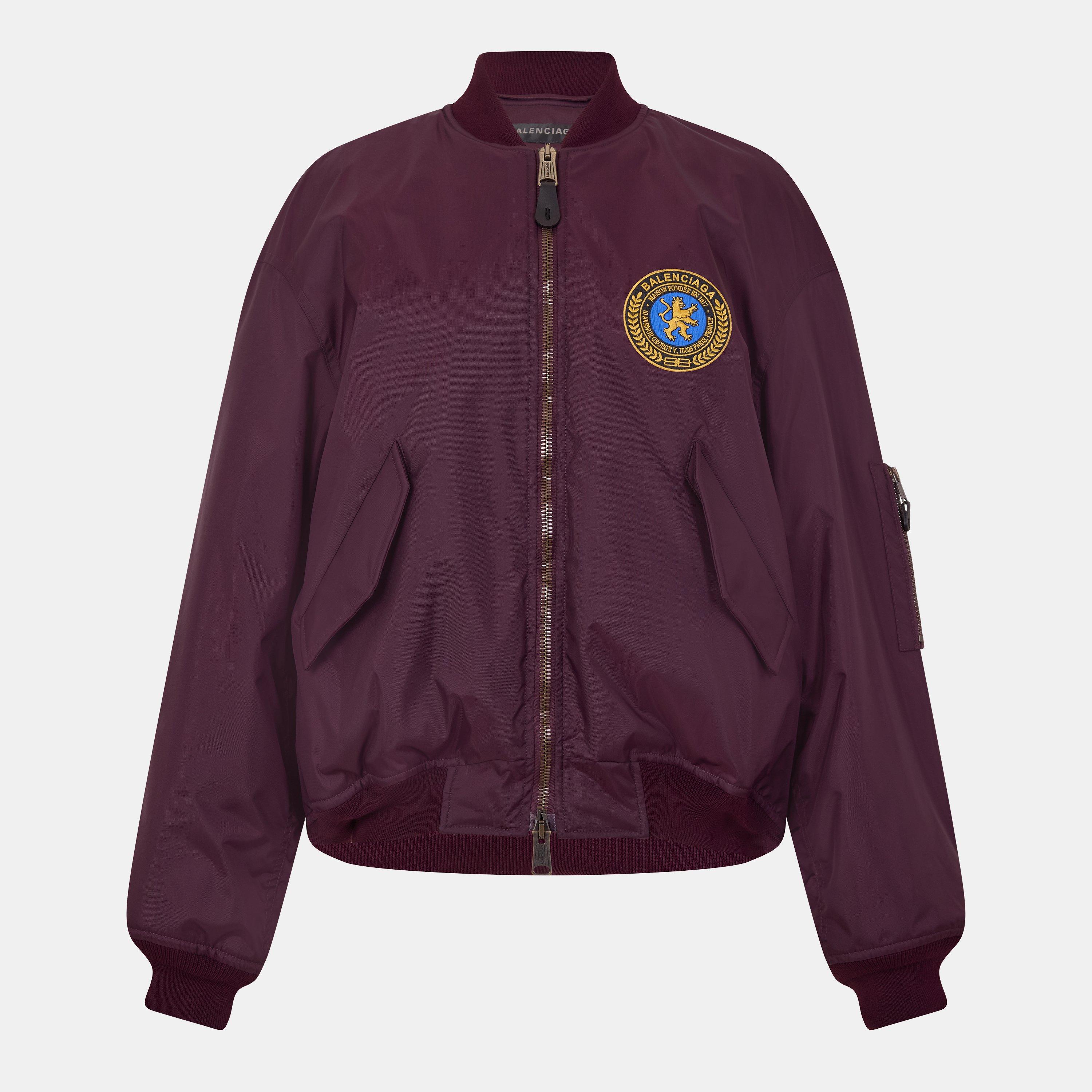New Aubergine - Balenciaga - Women's Ribbed Trim Bomber Jacket - 1