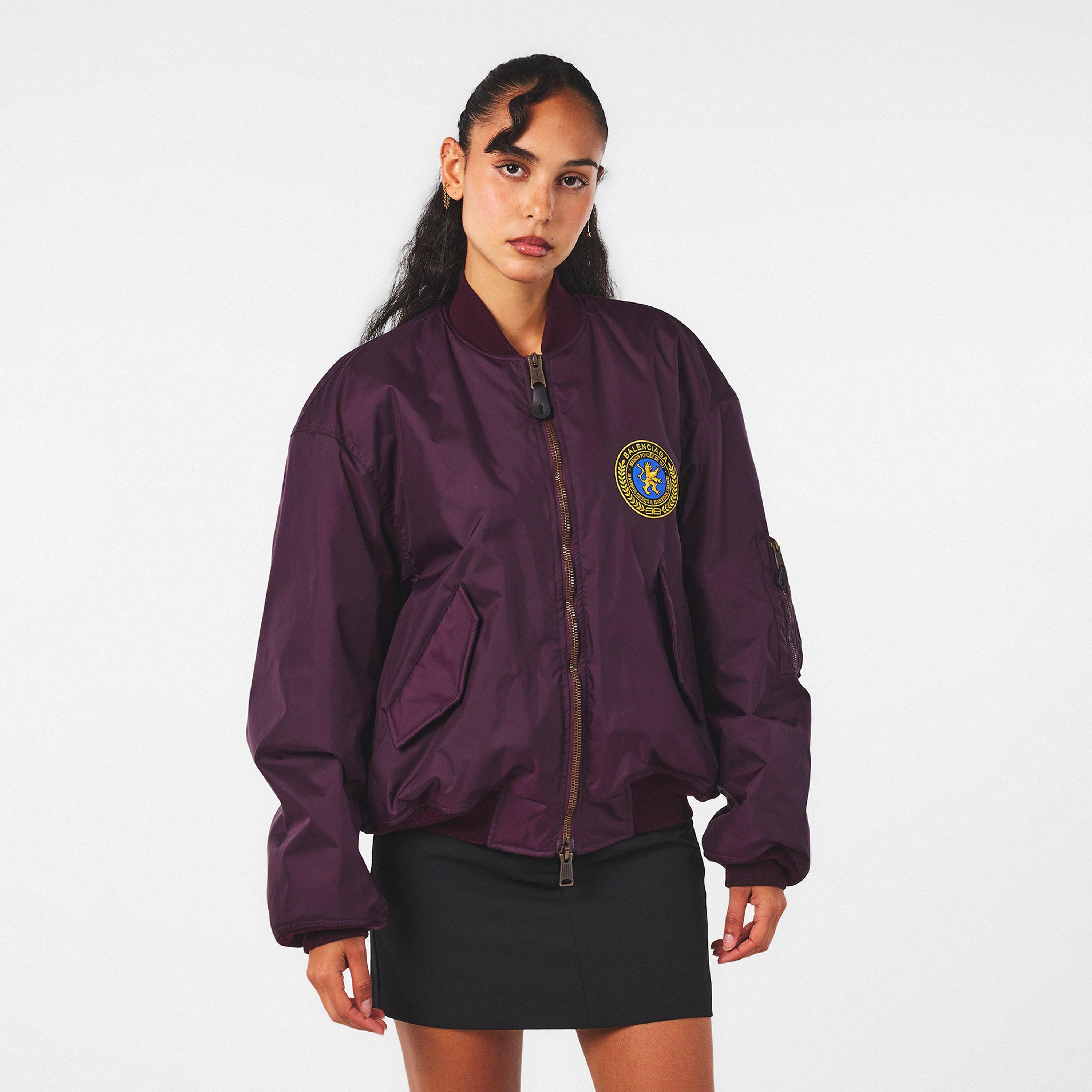 New Aubergine - Balenciaga - Women's  Ribbed Trim Bomber Jacket - 3