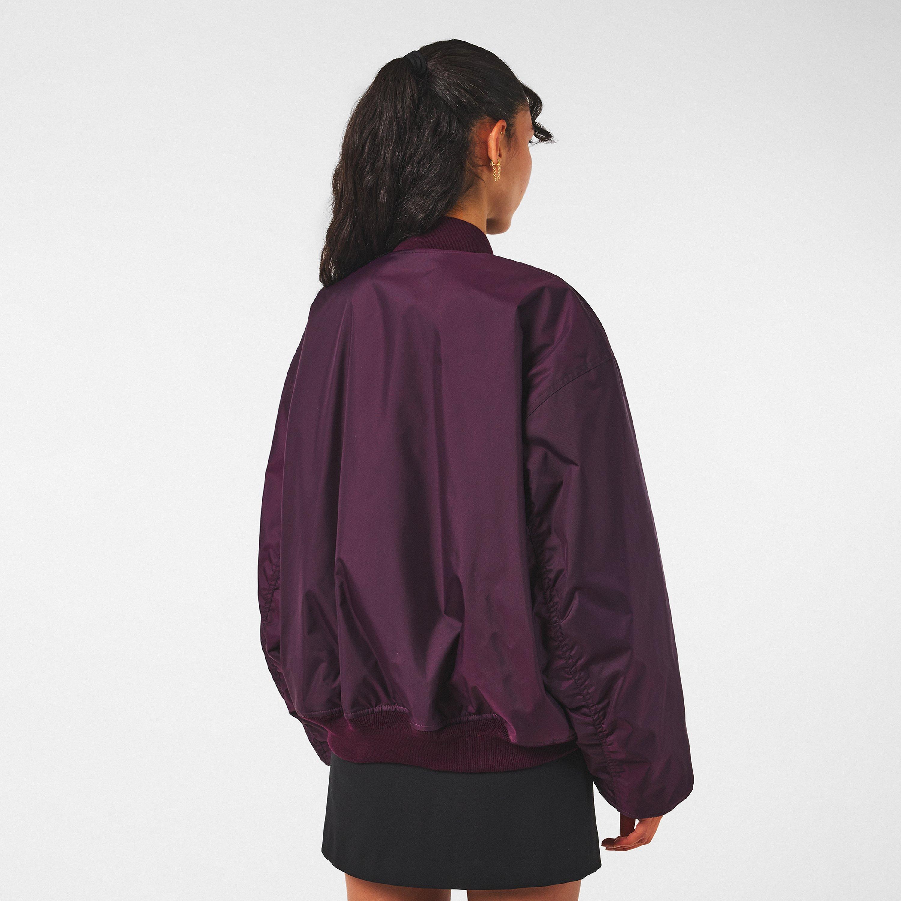New Aubergine - Balenciaga - Women's  Ribbed Trim Bomber Jacket - 4