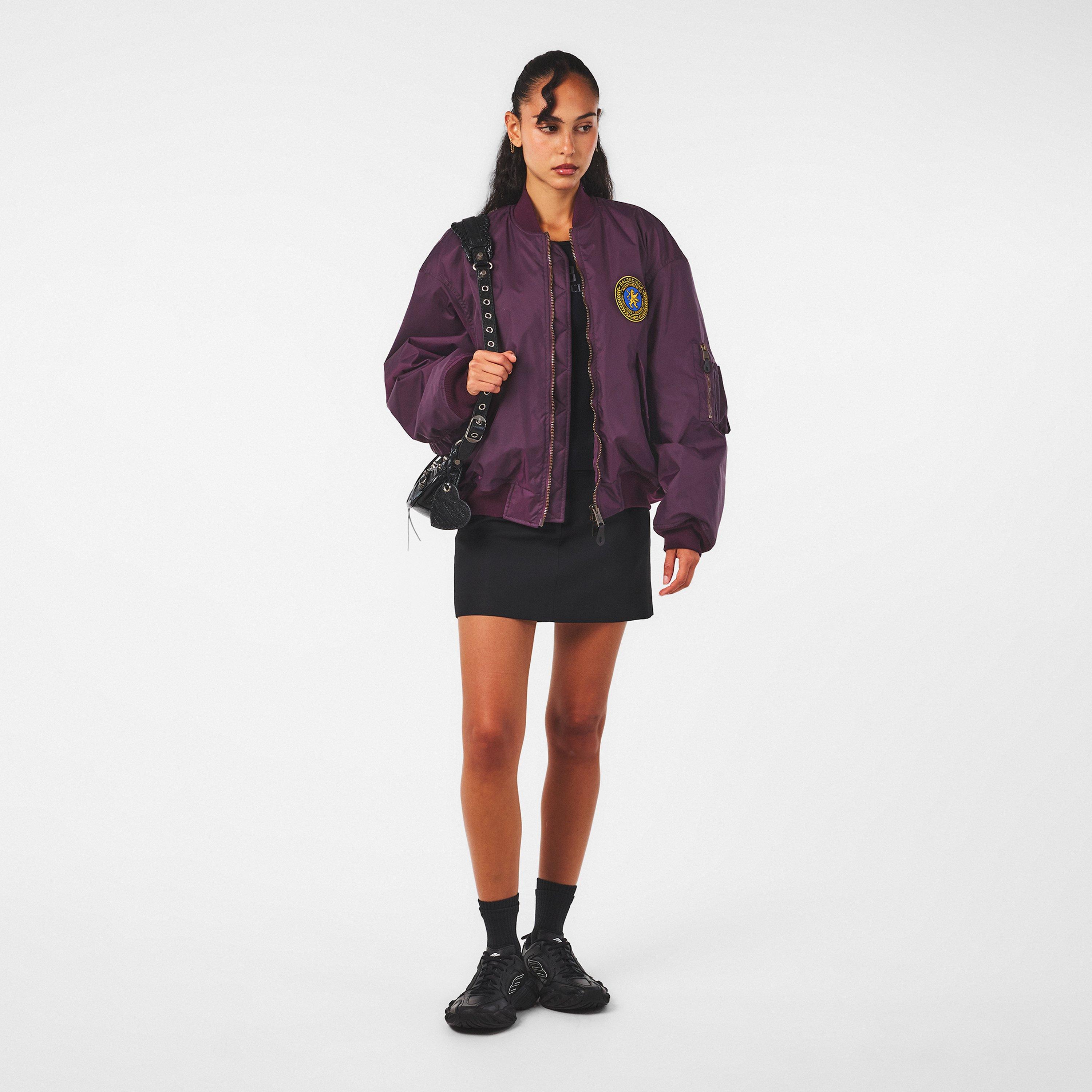 New Aubergine - Balenciaga - Women's  Ribbed Trim Bomber Jacket - 6