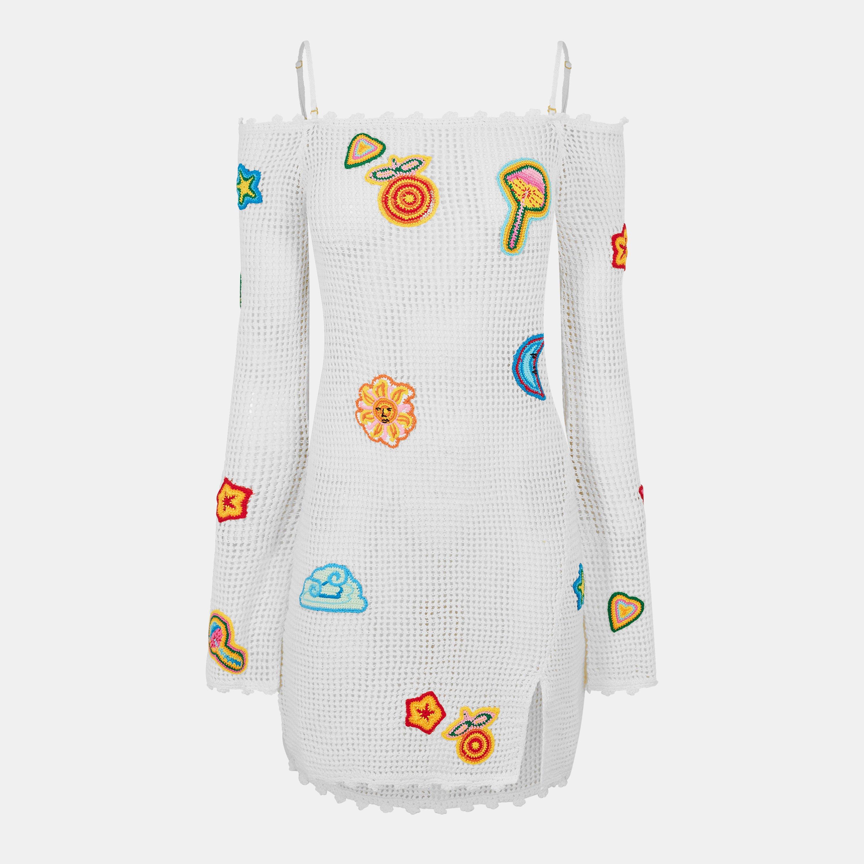 White - Casablanca - Women's Casa Crochet Mini Dress - 1