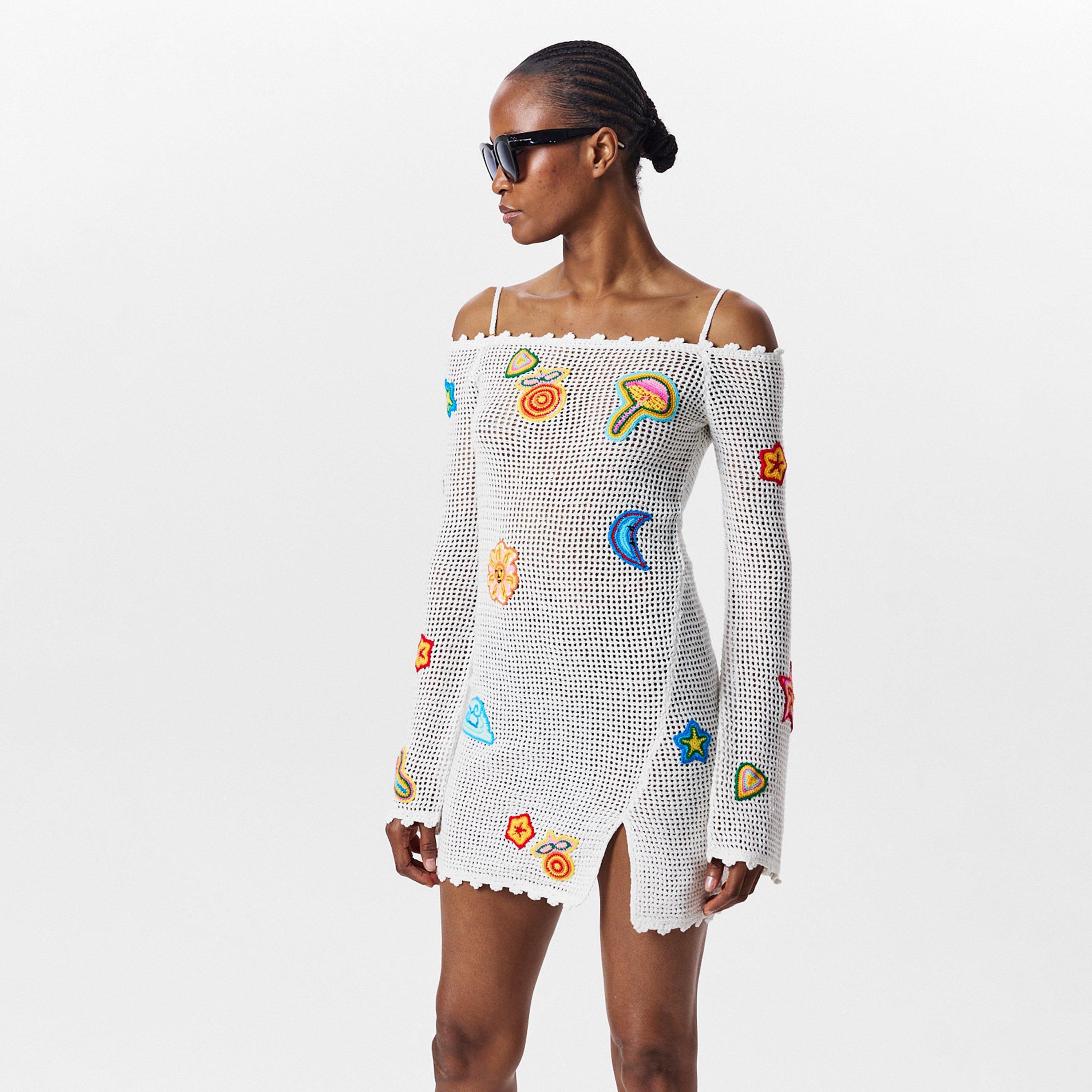 White - Casablanca - Women's Casa Crochet Mini Dress - 3