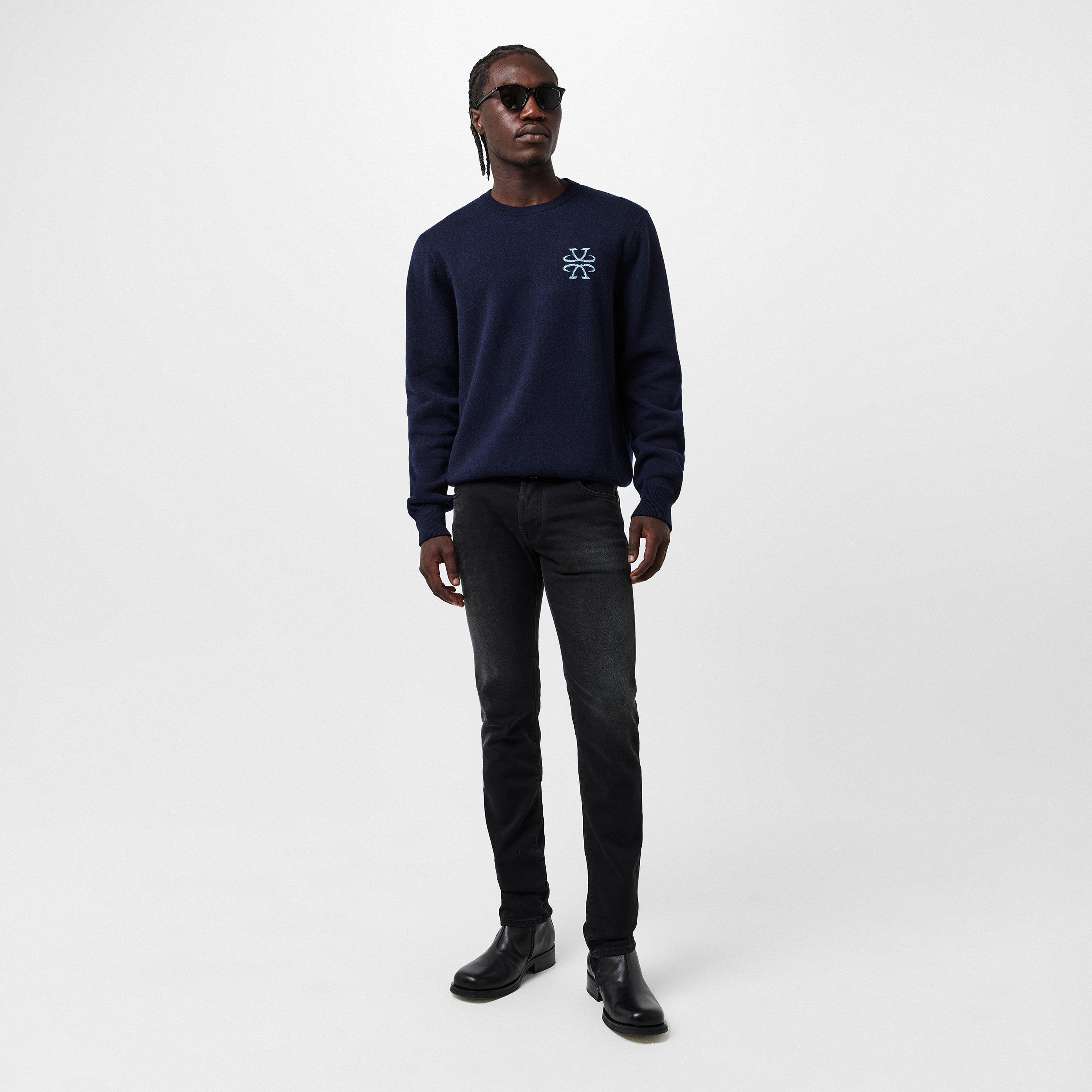 Navy - Jacob Cohen - Men's Knitted Crew Neck Jumper - 6