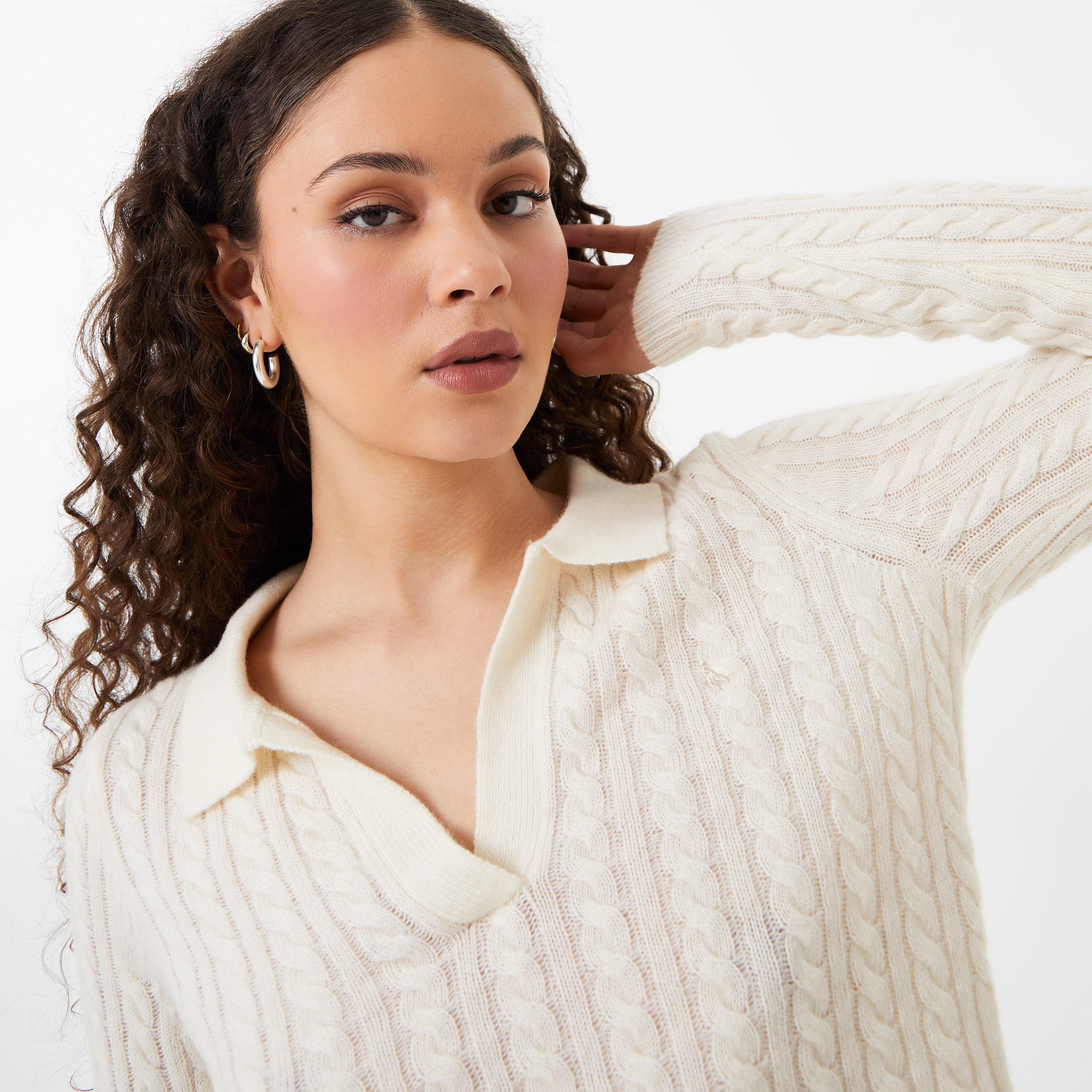 Vintage White - Jack Wills - Tinsbury Polo Knit Sweater - 3