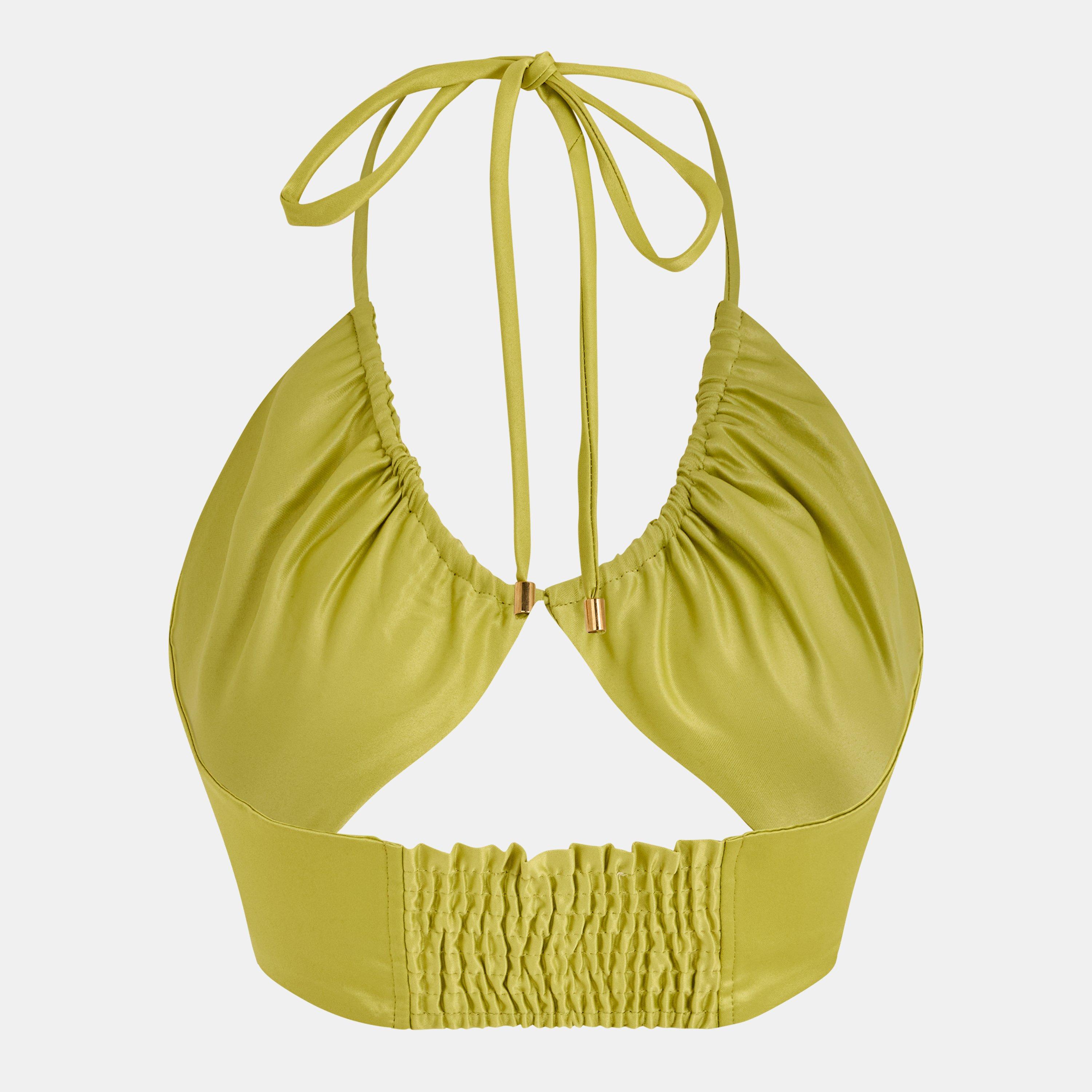 Green - AmyLynn - Halter Woven Bralette - 2