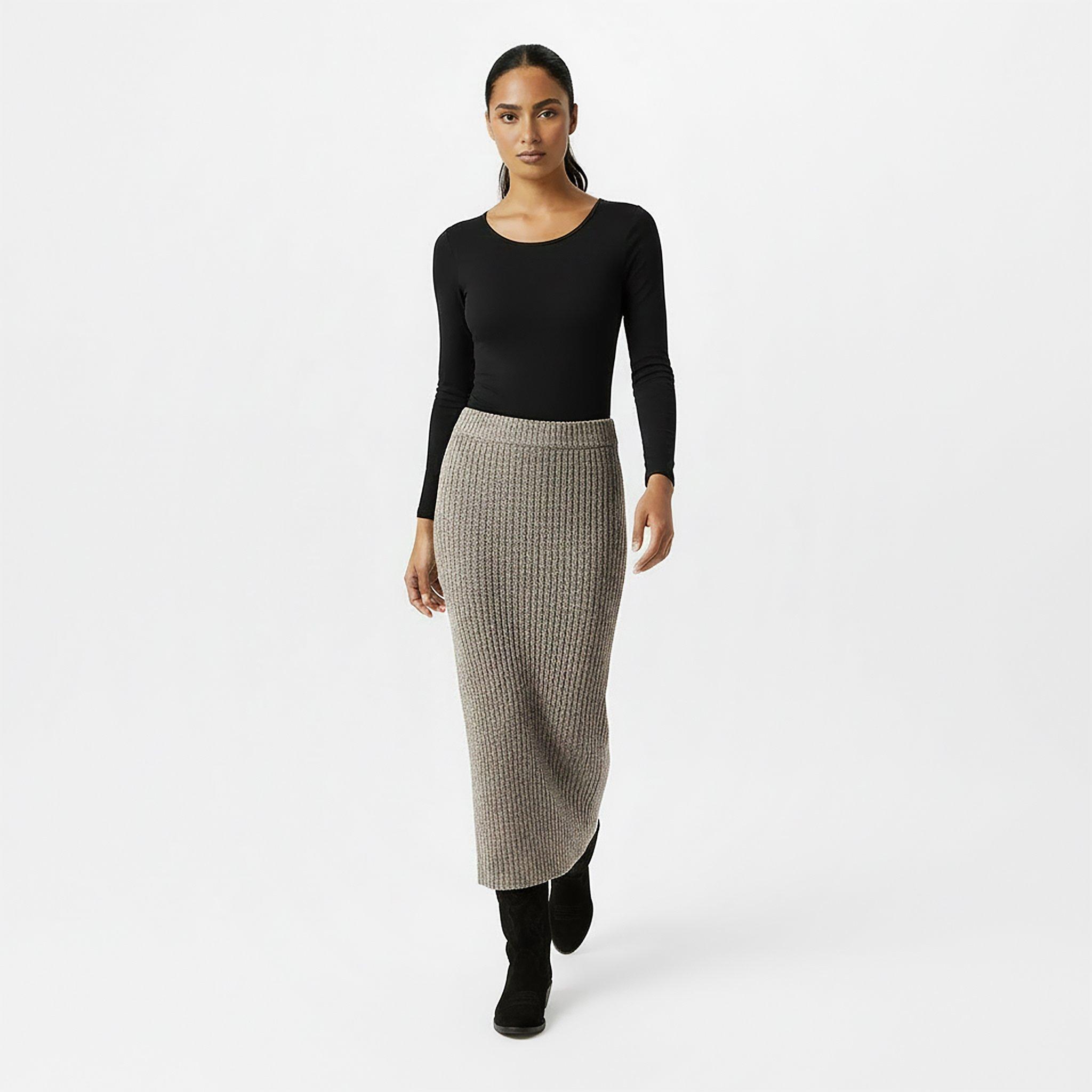 Taupe - Jack Wills - Women's Stitchy Maxi Knitted Skirt - 5