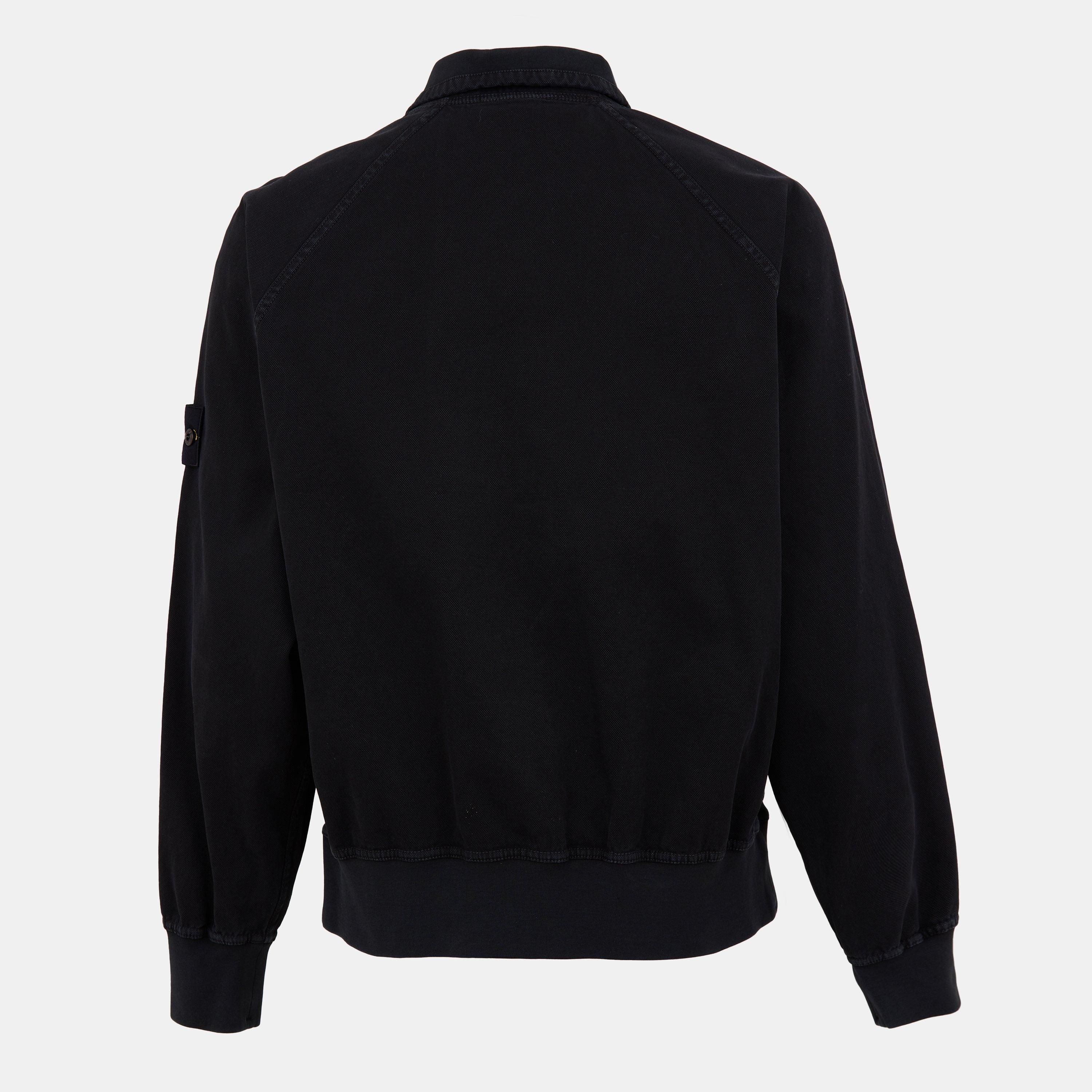 Nero V0129 - Stone Island - Men's Oversized Track Jacket Cotton Long Sleeve Oversized Fit Bomber Jacket - 2