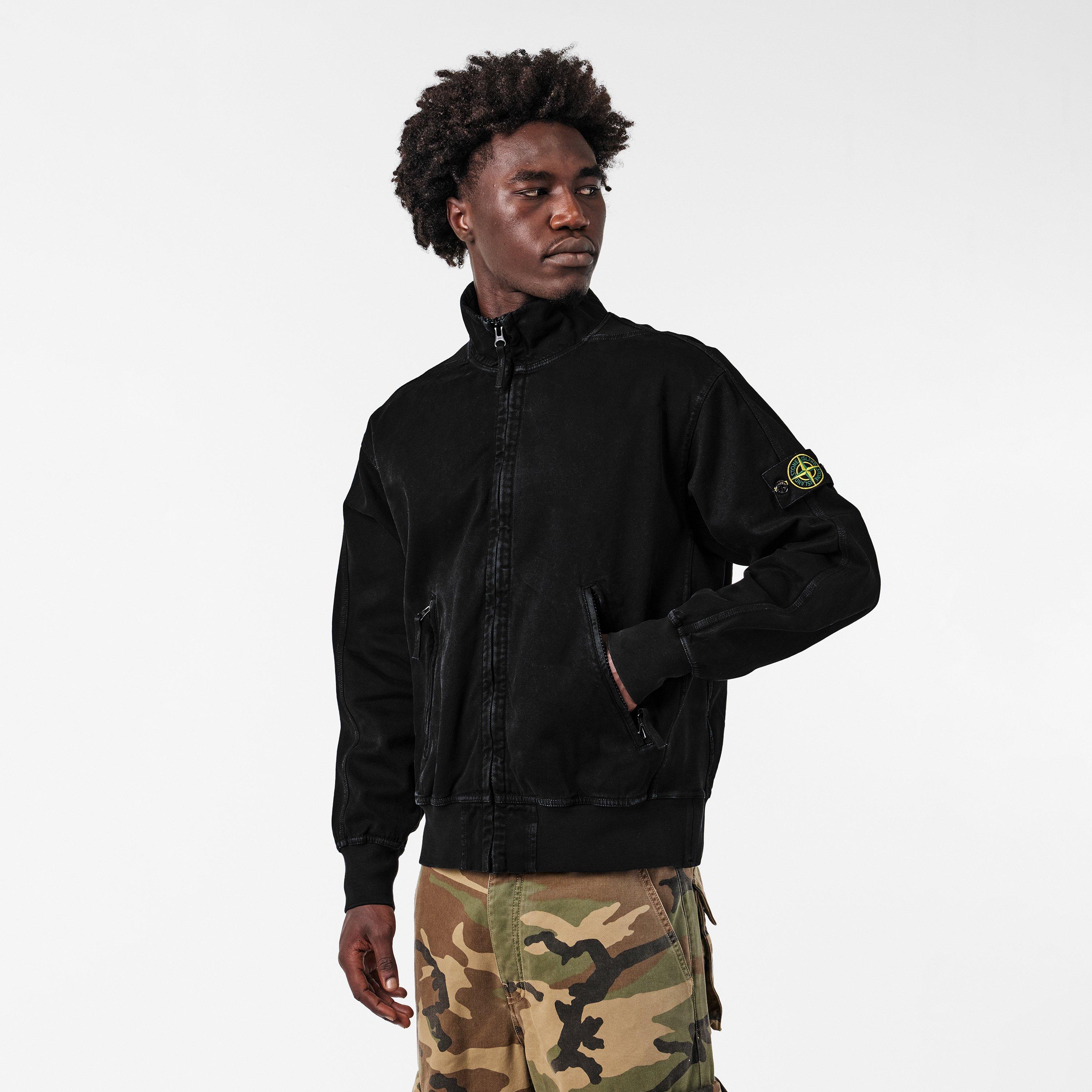 Nero V0129 - Stone Island - Men's Oversized Track Jacket Cotton Long Sleeve Oversized Fit Bomber Jacket - 3