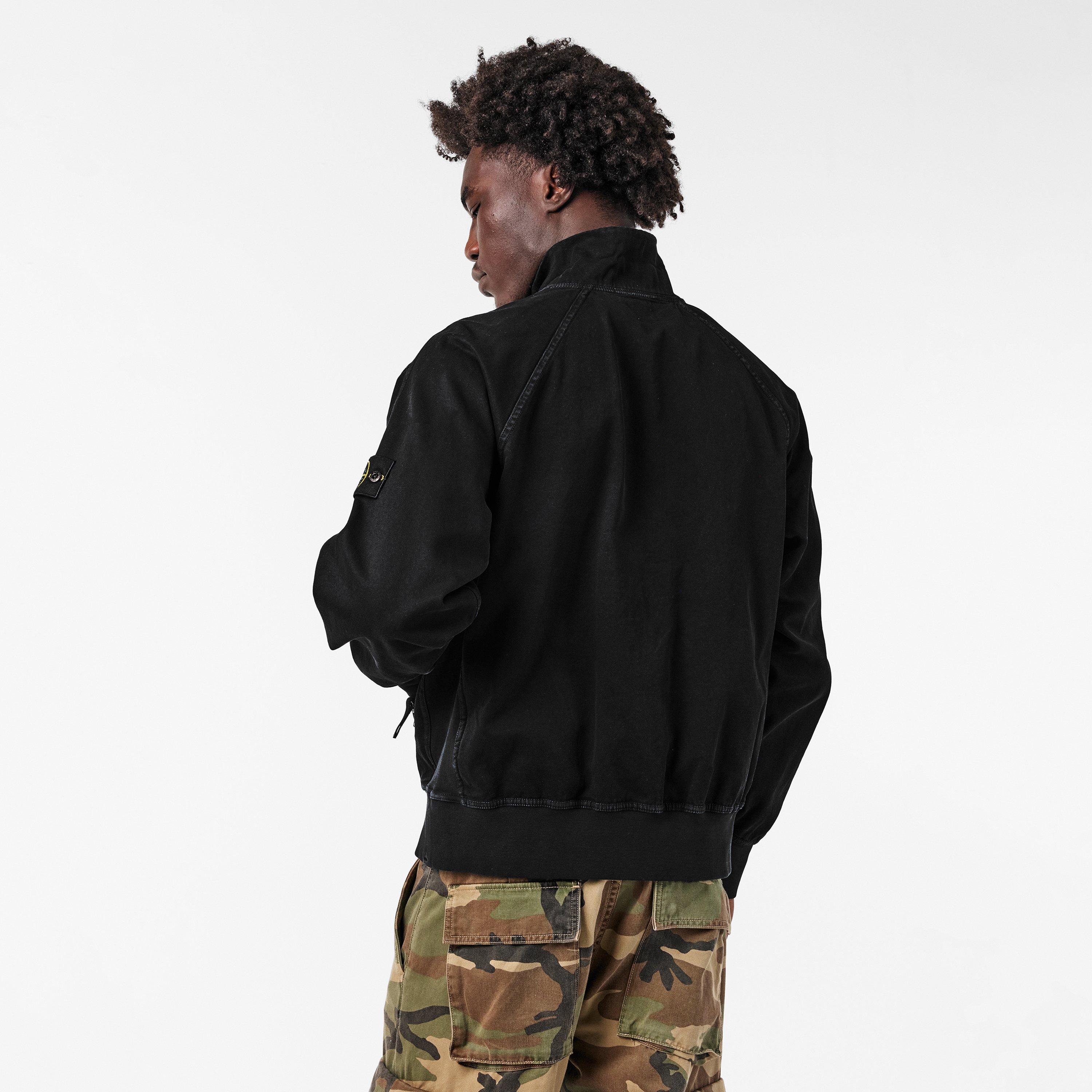 Nero V0129 - Stone Island - Men's Oversized Track Jacket Cotton Long Sleeve Oversized Fit Bomber Jacket - 4