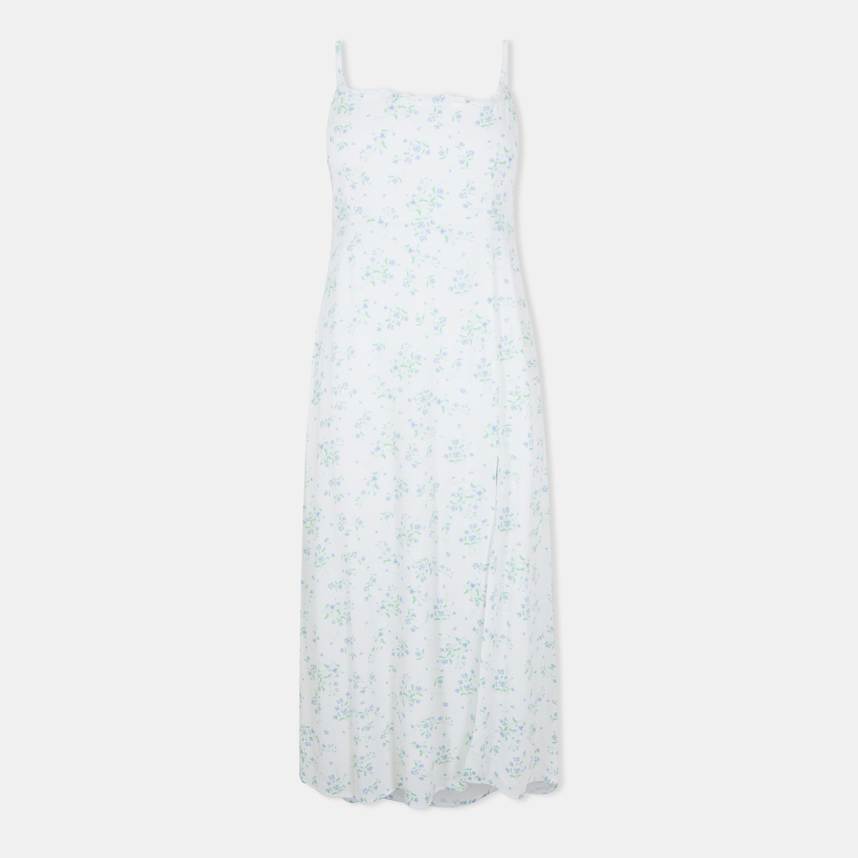 Jack Wills Women's Midi Tea Dress - White/Blue Dits - 16 (XL)