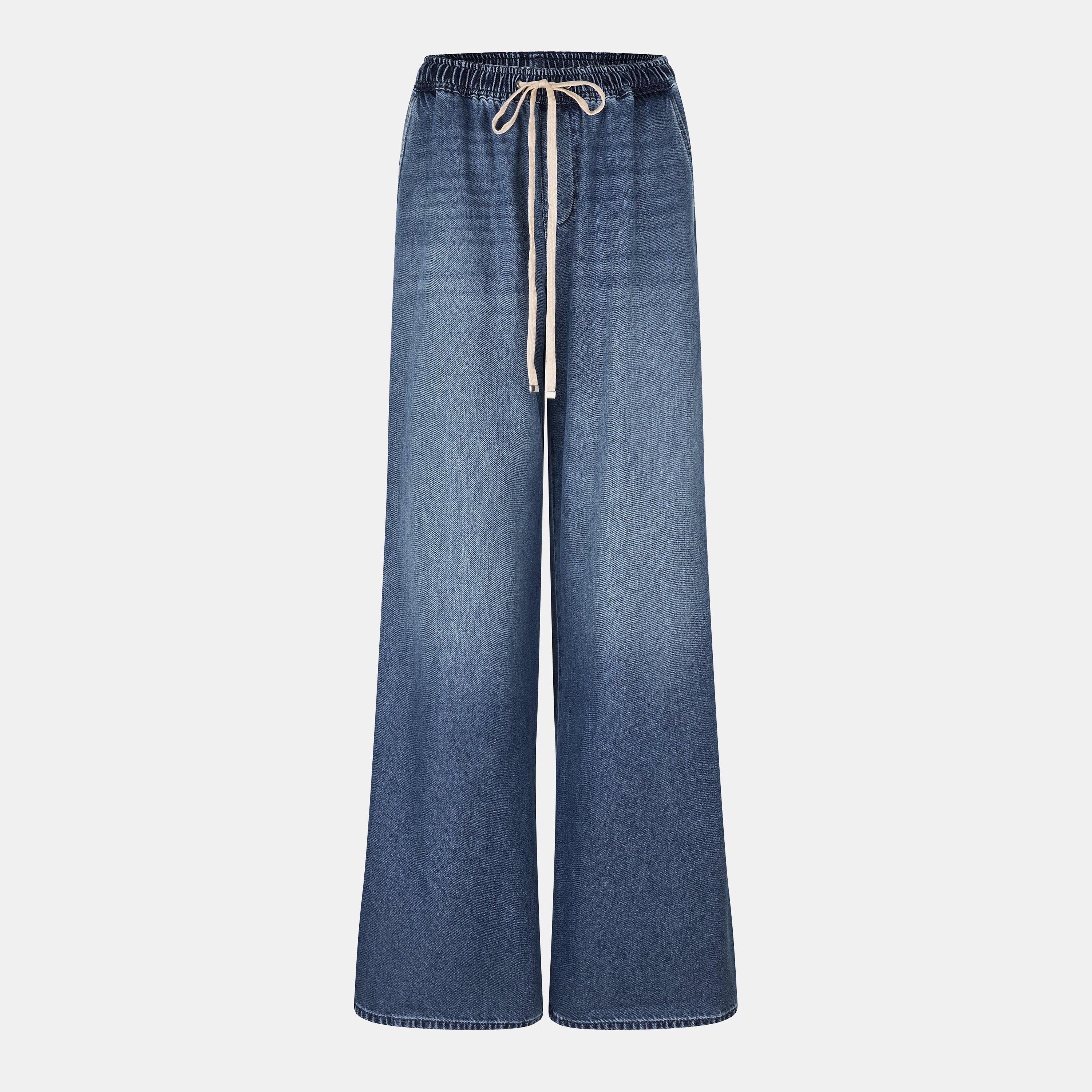 Light Blue - 7 For All Mankind - Women's Pull-On Wide Leg Jeans - 1