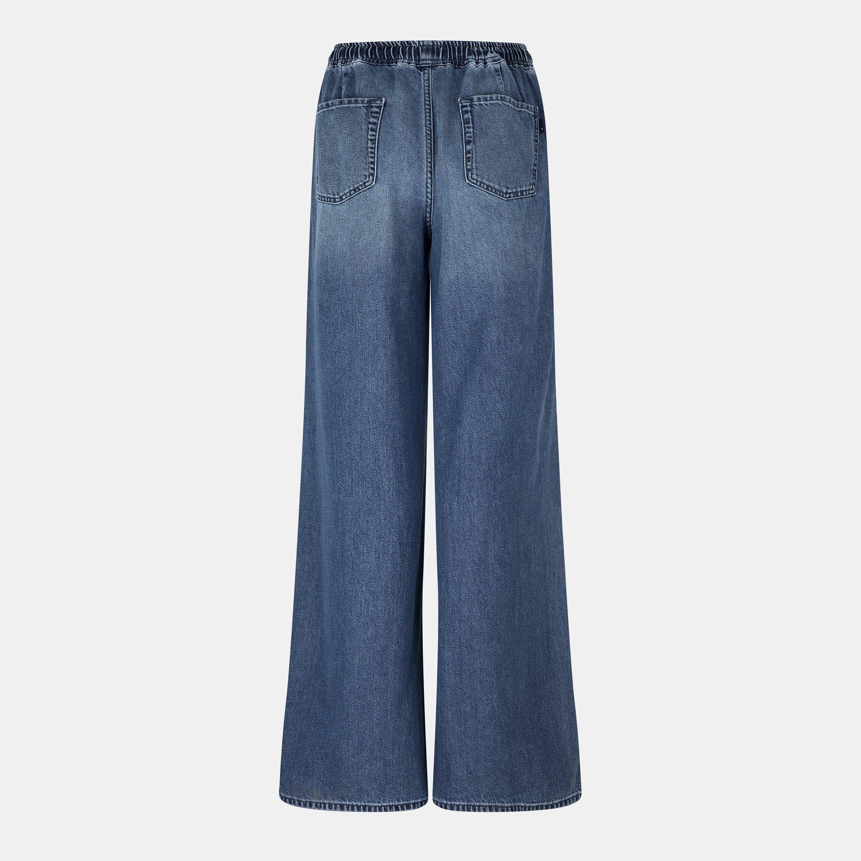 Light Blue - 7 For All Mankind - Women's Pull-On Wide Leg Jeans - 2