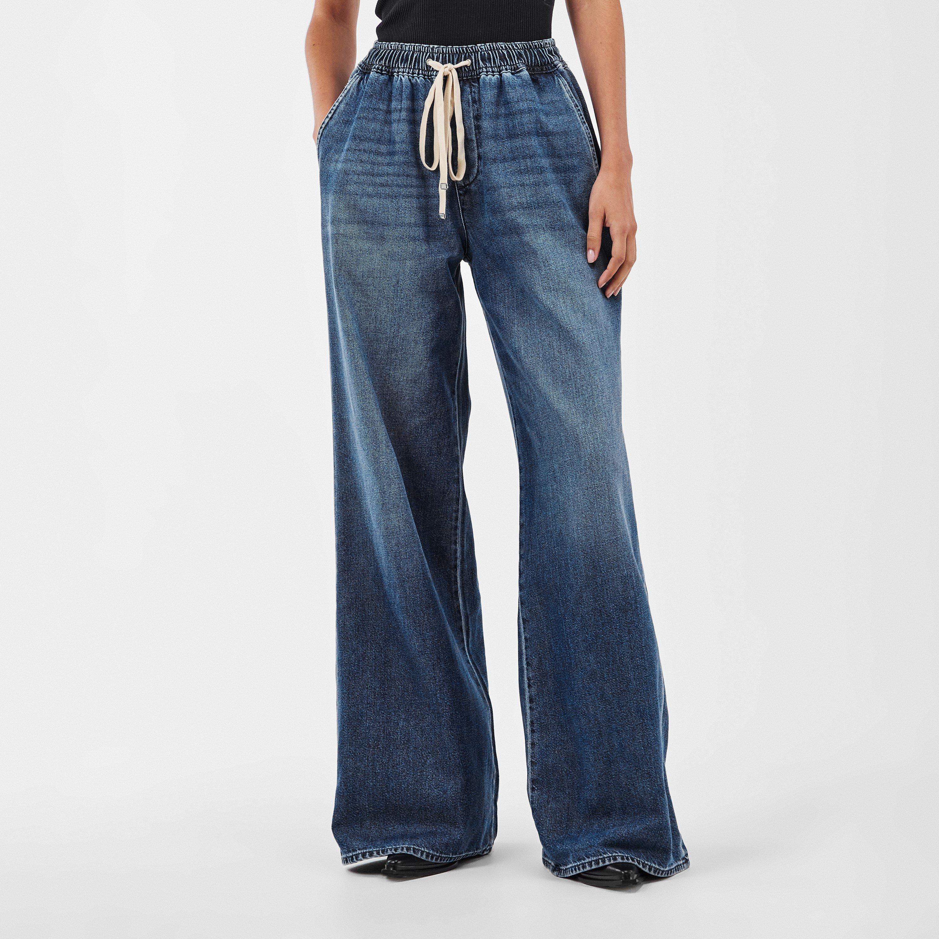 Light Blue - 7 For All Mankind - Women's Pull-On Wide Leg Jeans - 3