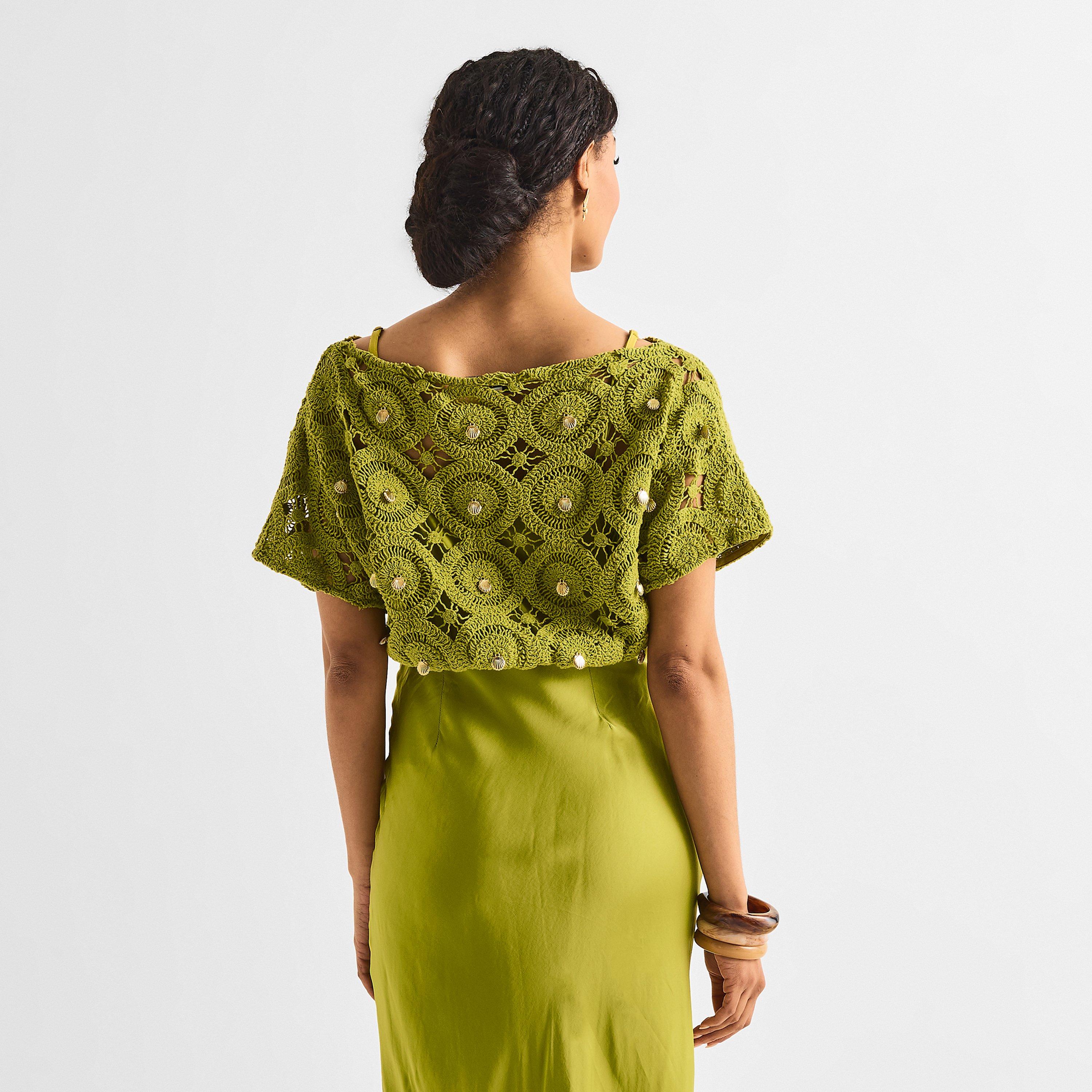 green shell crochet tilly dress Green Shell Crochet Tilly Dress