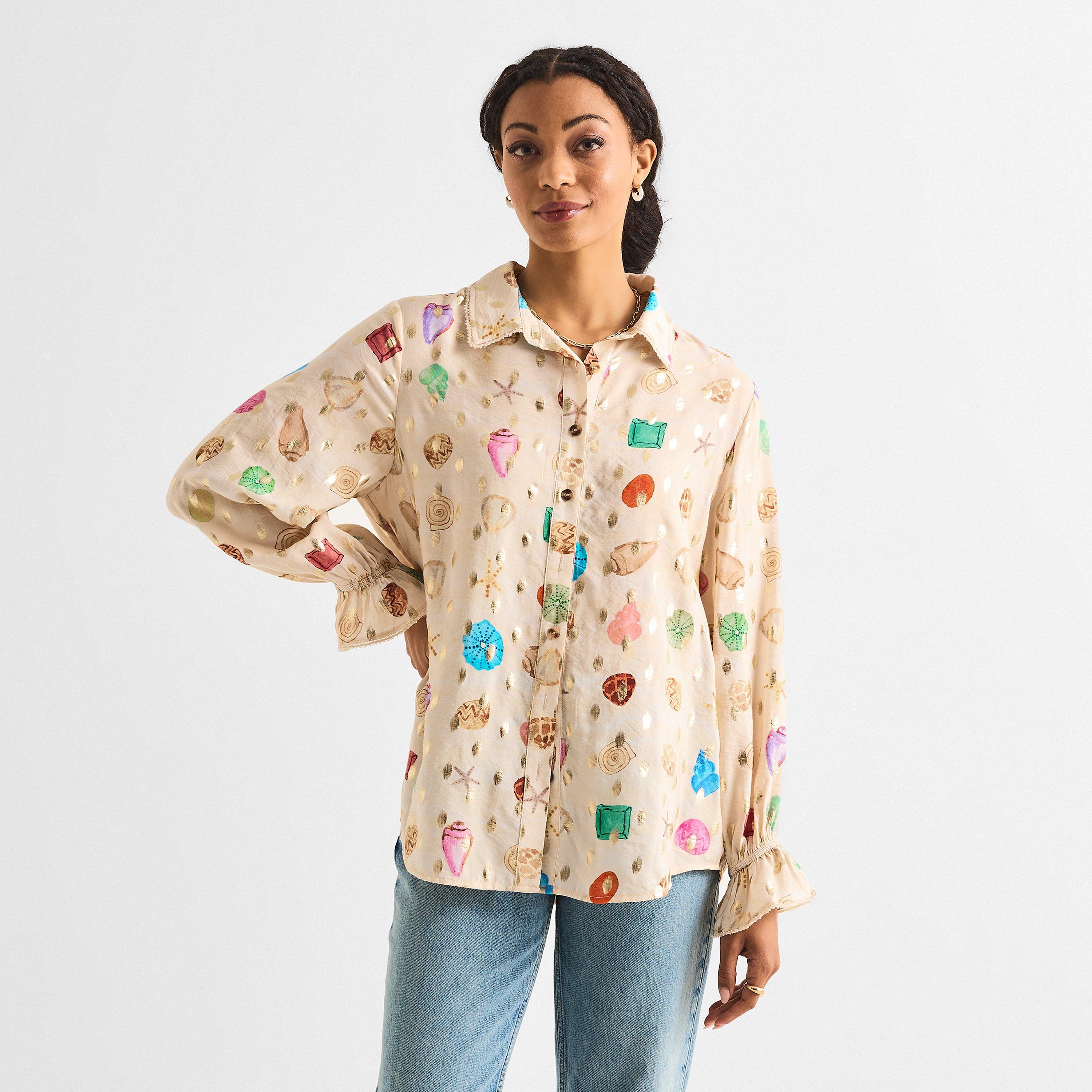 Cream - Never Fully Dressed - Women's Shell Geanie Shell Pattern Long Sleeve Shirt - 3