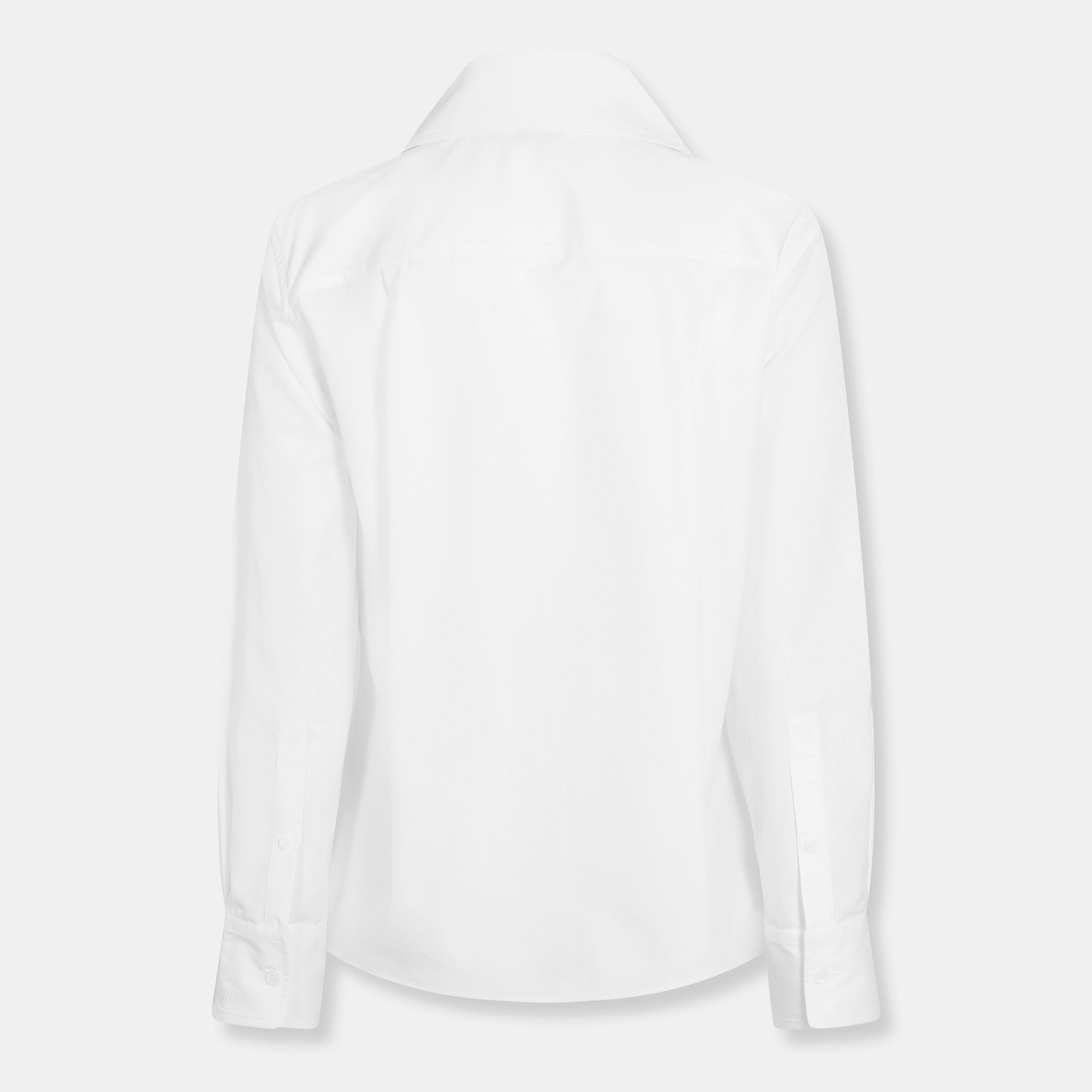 Optical White - Alexander McQueen - Women's Alex Compact Long-Sleeve Plain Shirt - 2