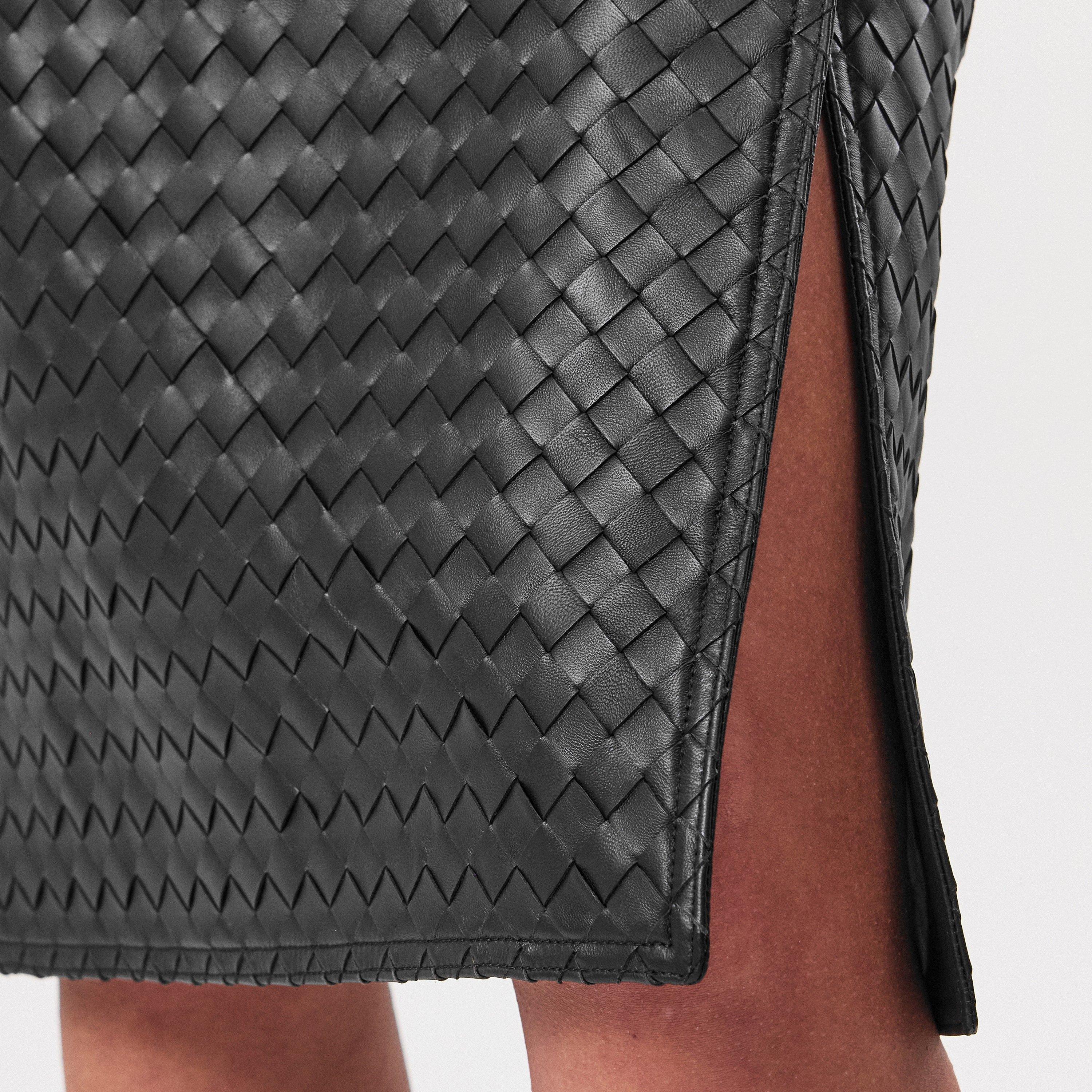 Fondant - Bottega Veneta - Intrecciato Leather Midi Wrap Skirt - 5