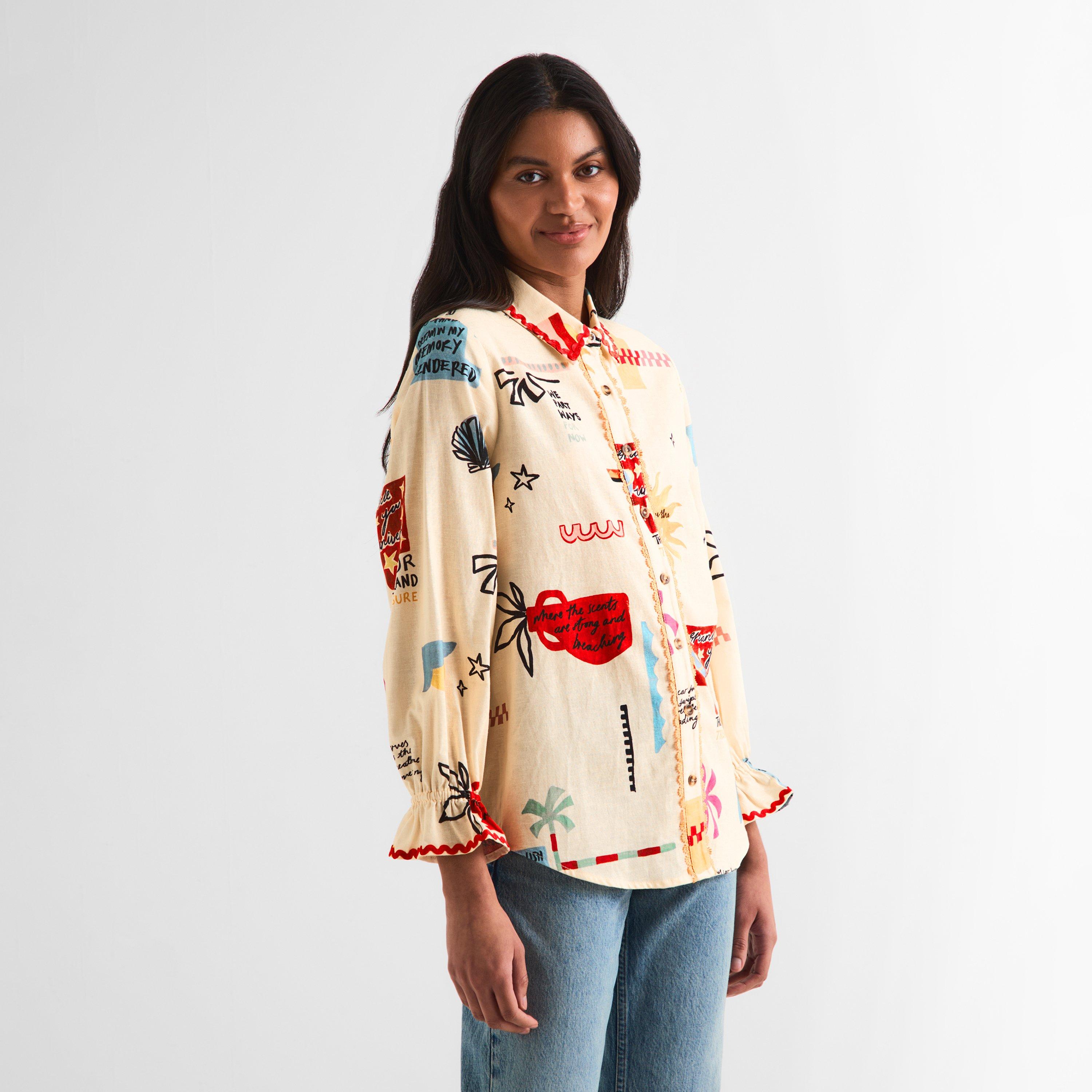 Cream - Never Fully Dressed - Women's Poema Geanie Long-Sleeve Patterned Shirt - 3