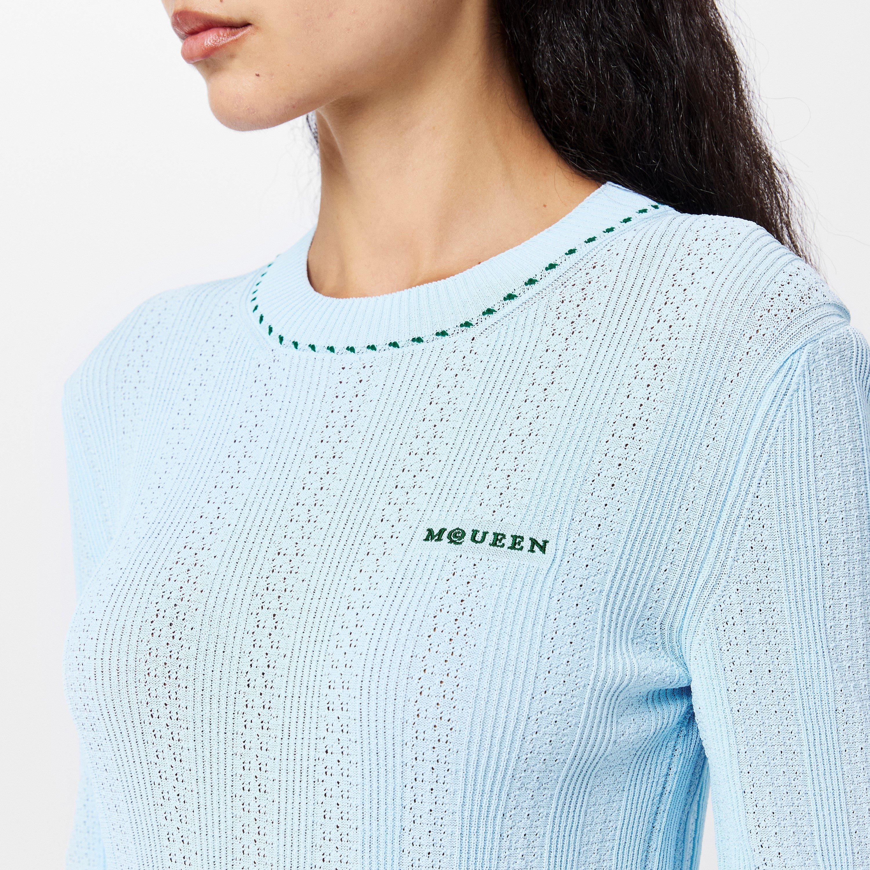 Blue - Alexander McQueen - Women's Alex Log Crew Neck Jumper - 5