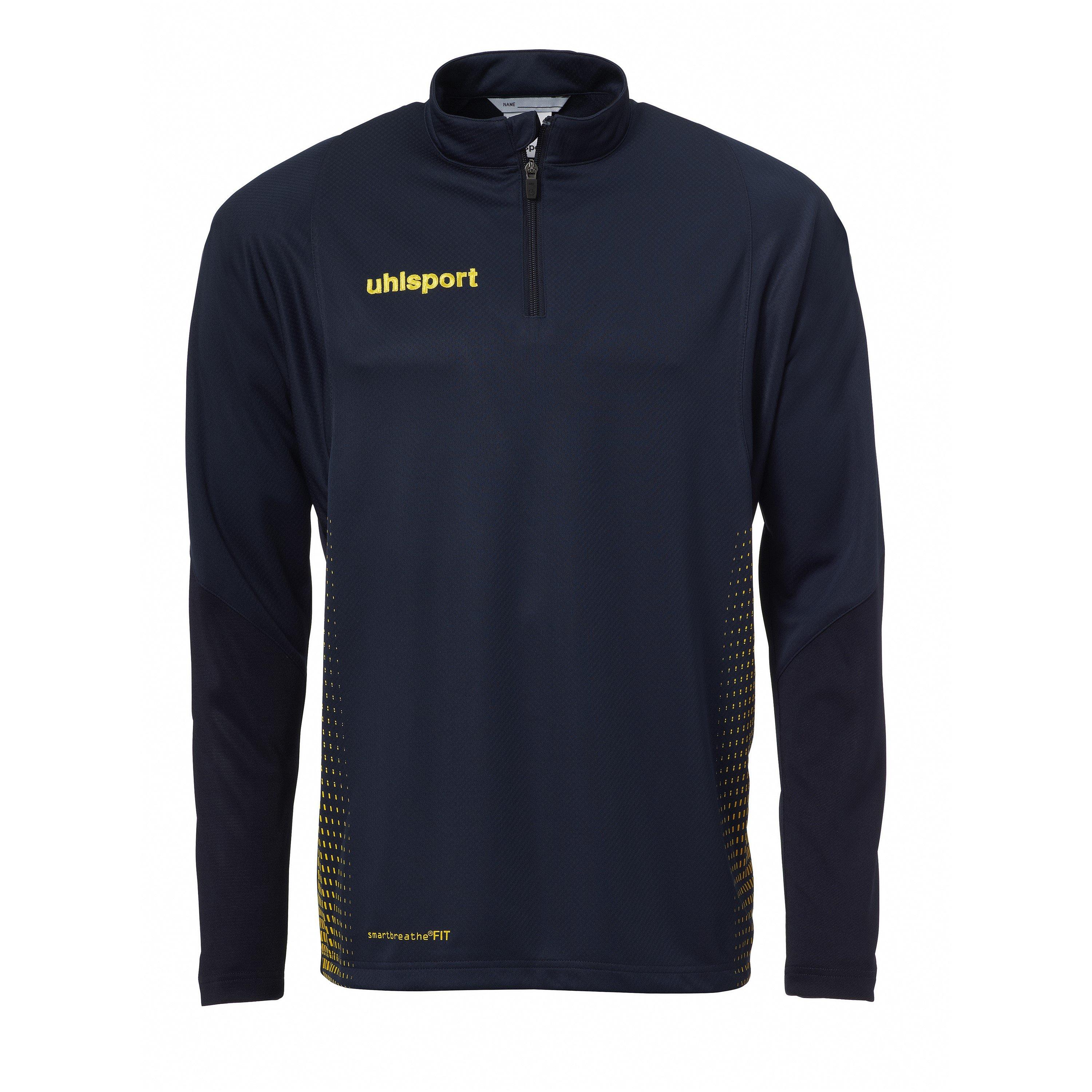 Uhlsport Men's Score 1/4 Zip Top - Navy/Yellow - Small