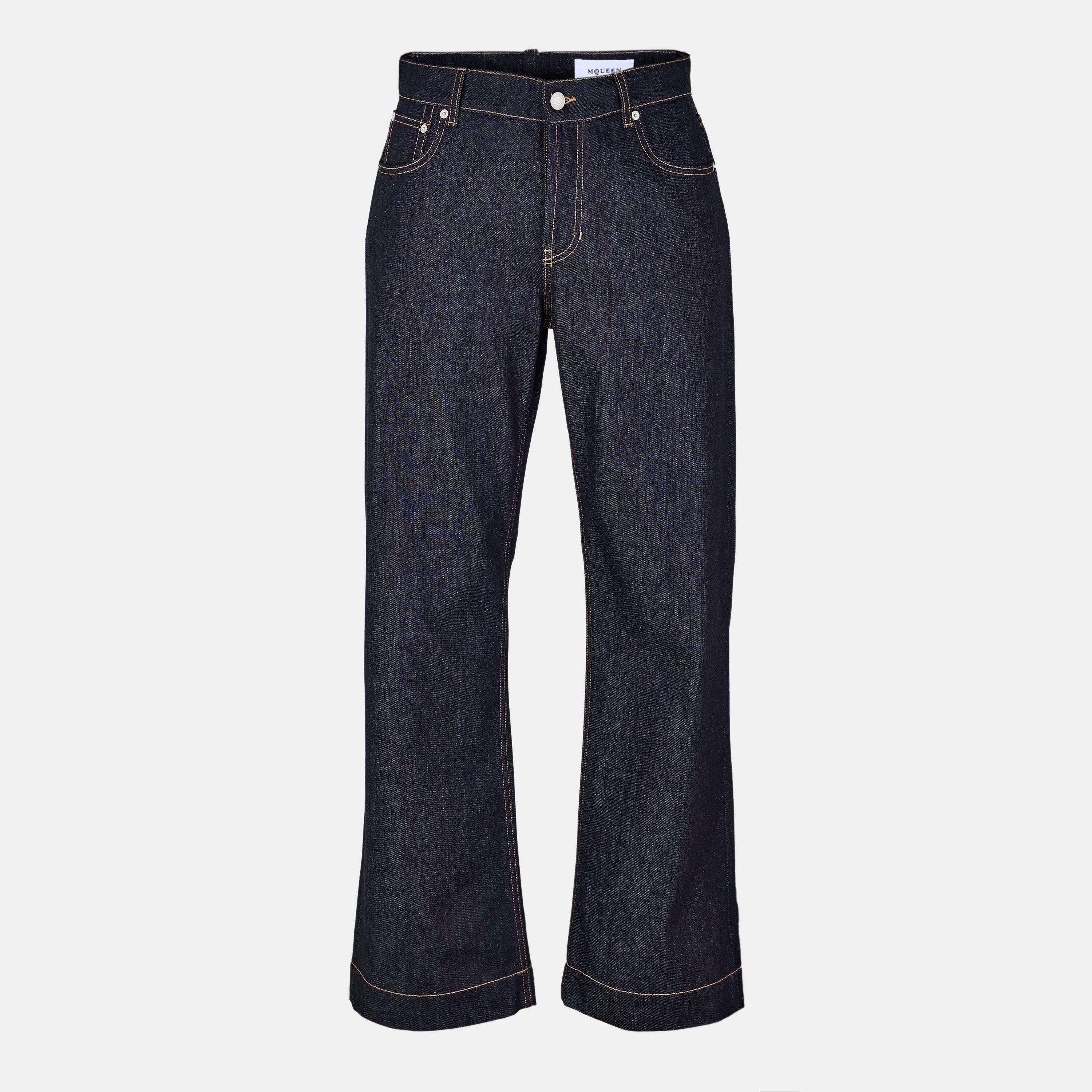 Alexander McQueen Wide Leg Denim Jeans - Indigo - L