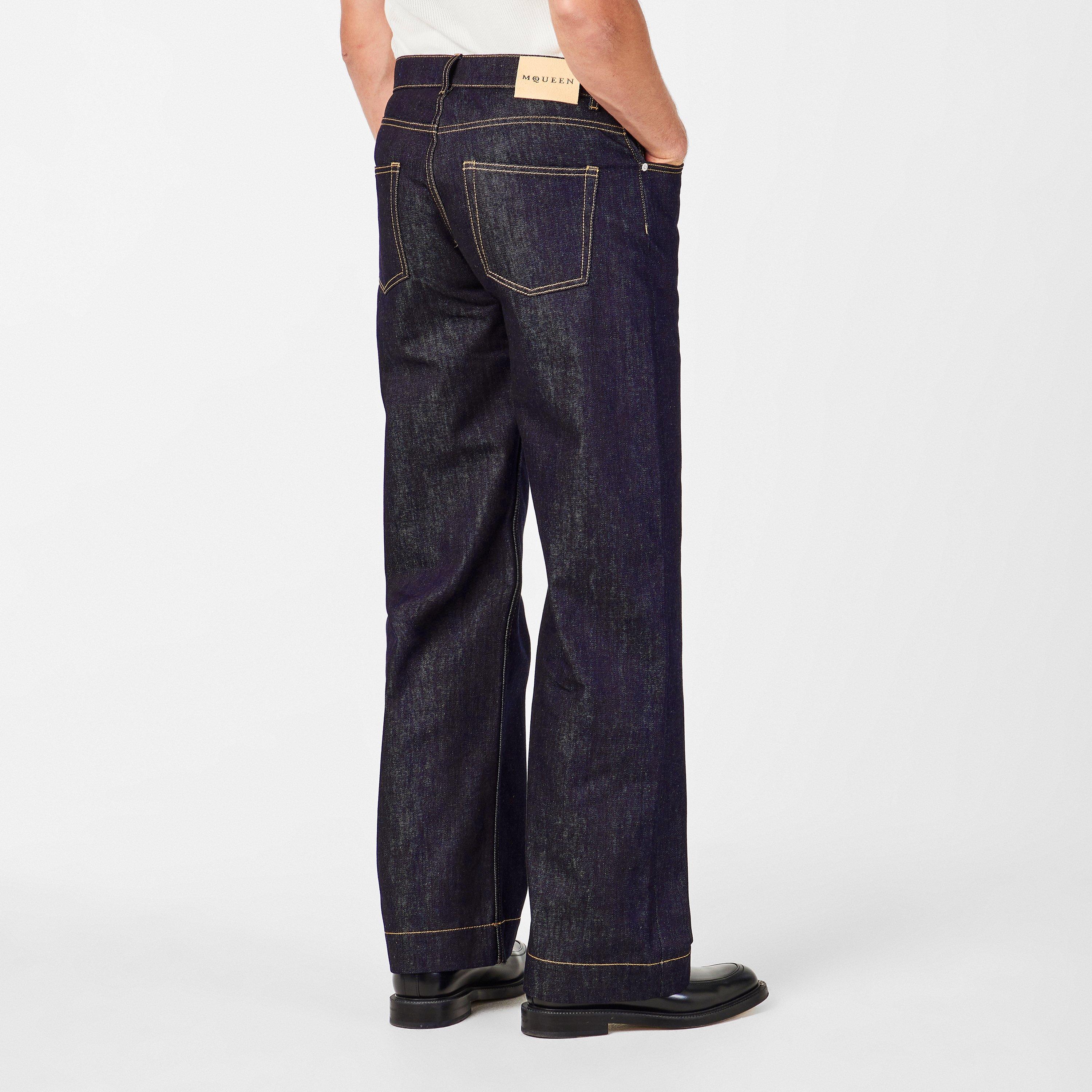 Indigo - Alexander McQueen - Wide Leg Denim Jeans - 4