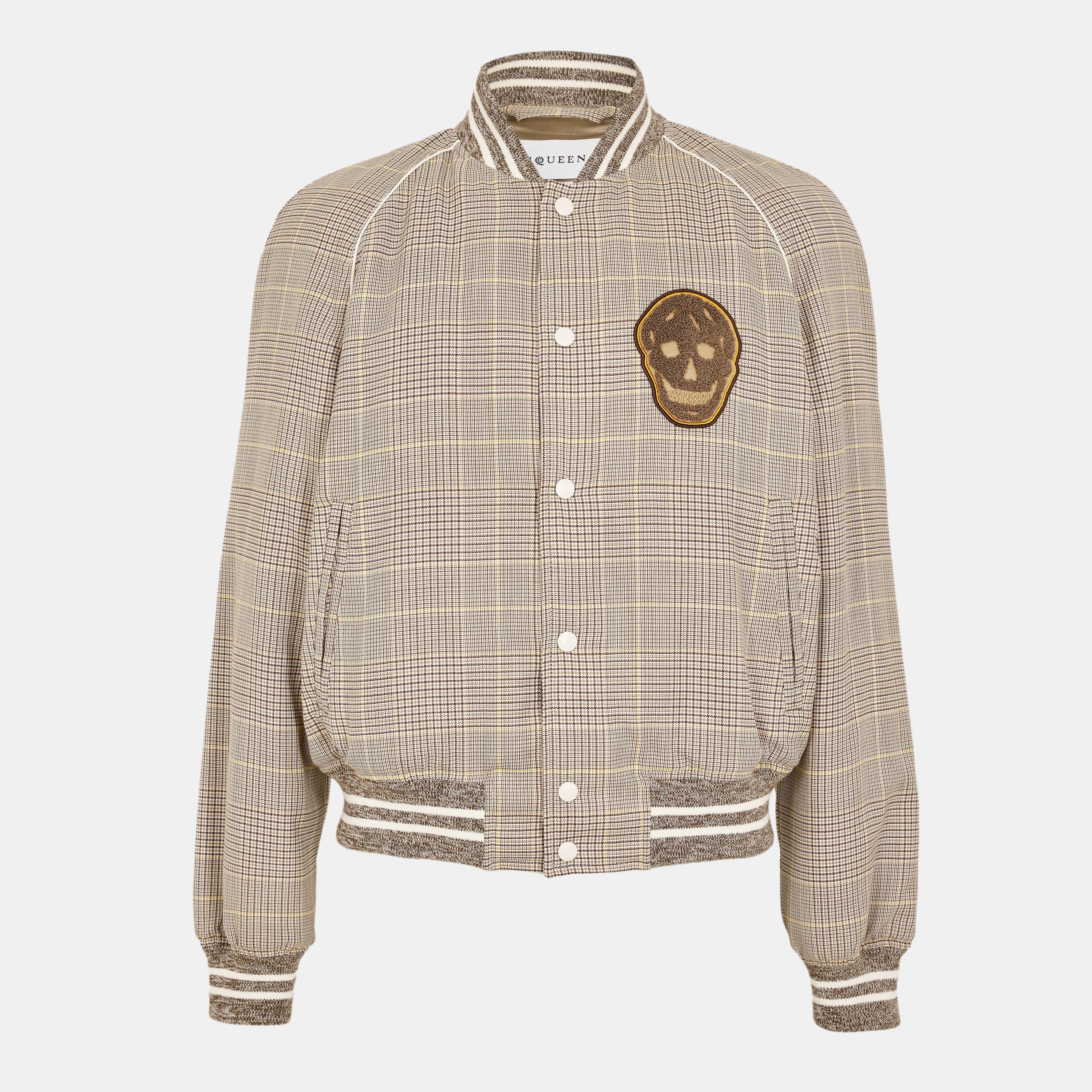 Alexander McQueen Men's Structured Bomber Jacket - Ivory/Brwn - M