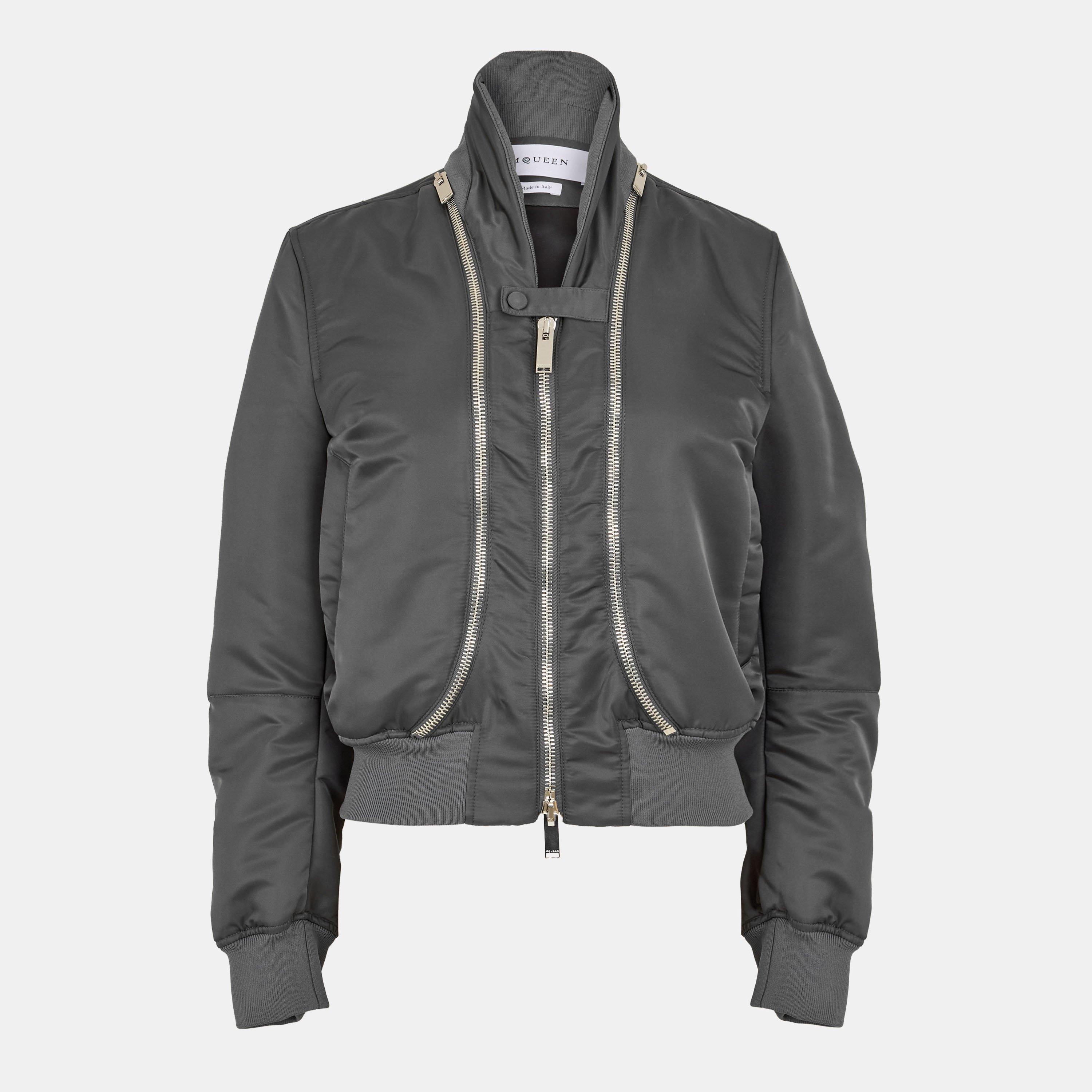 Grey - Alexander McQueen - Women's Alex Bomber Jacket - 1