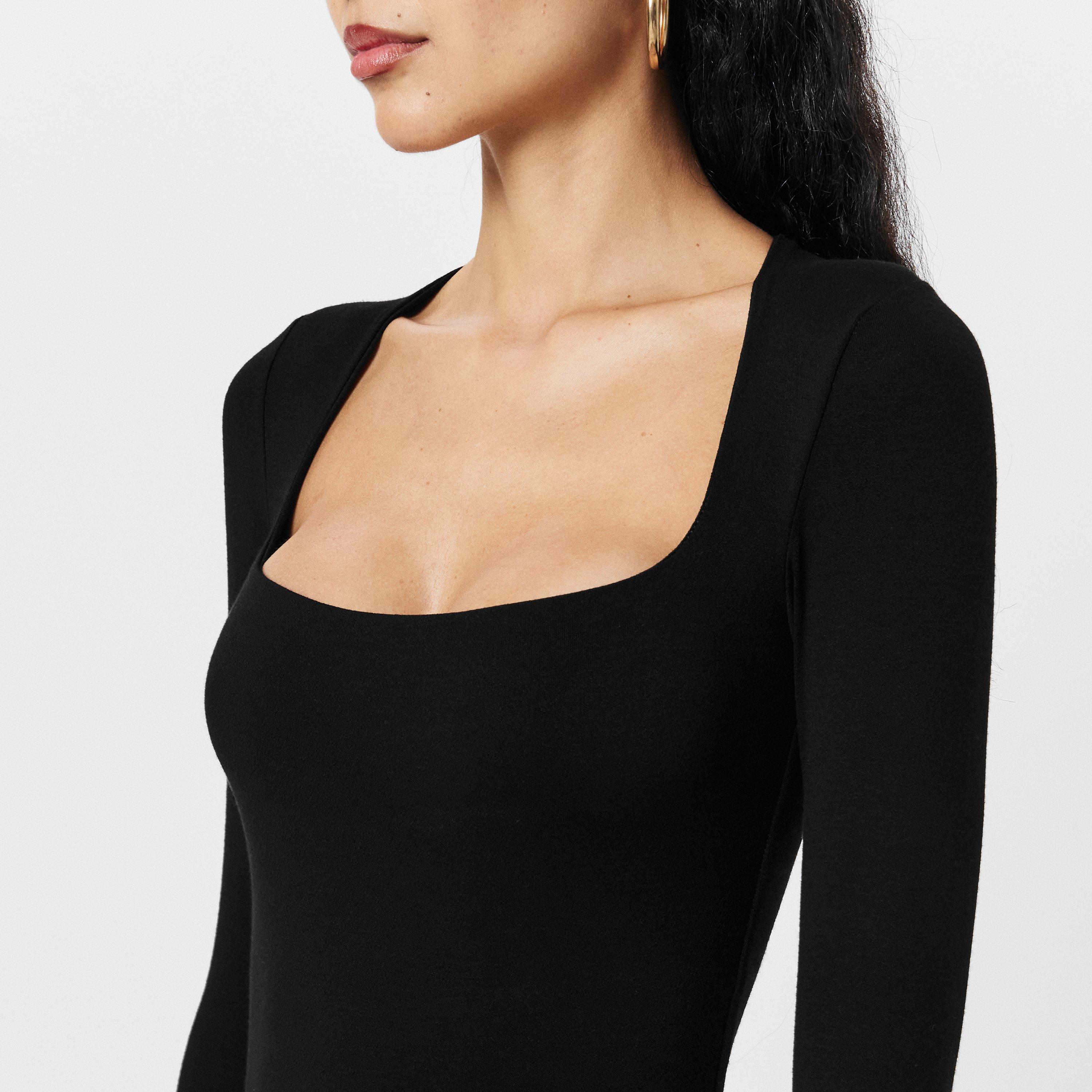 Black - Naked Wardrobe - Square Neck Sculpt Bodysuit - 5