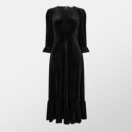 Finery Scarlett Velvet Frill Midi Dress
