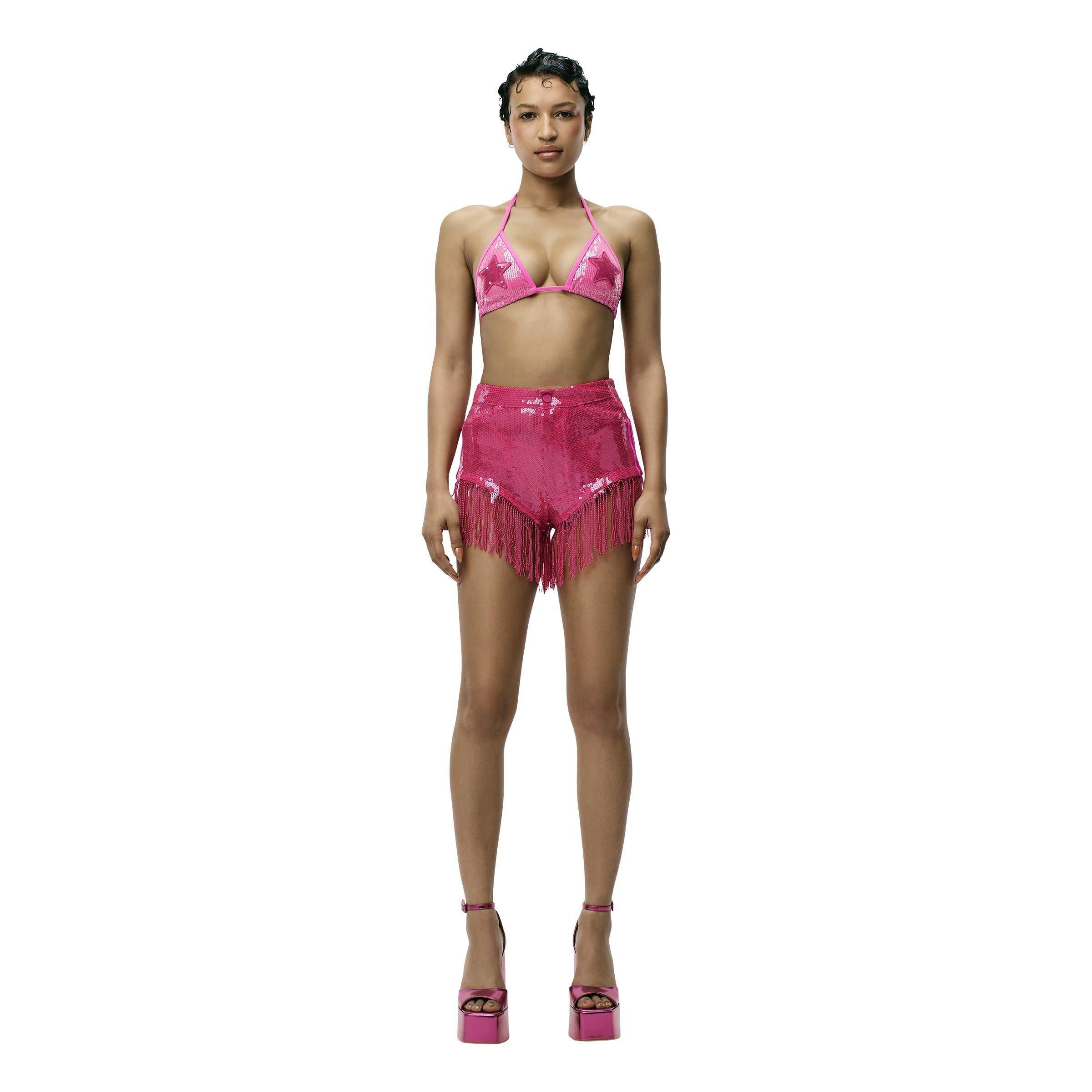 Pink - adidas Originals - adidas Ivy Park Sequin Shorts Womens - 3